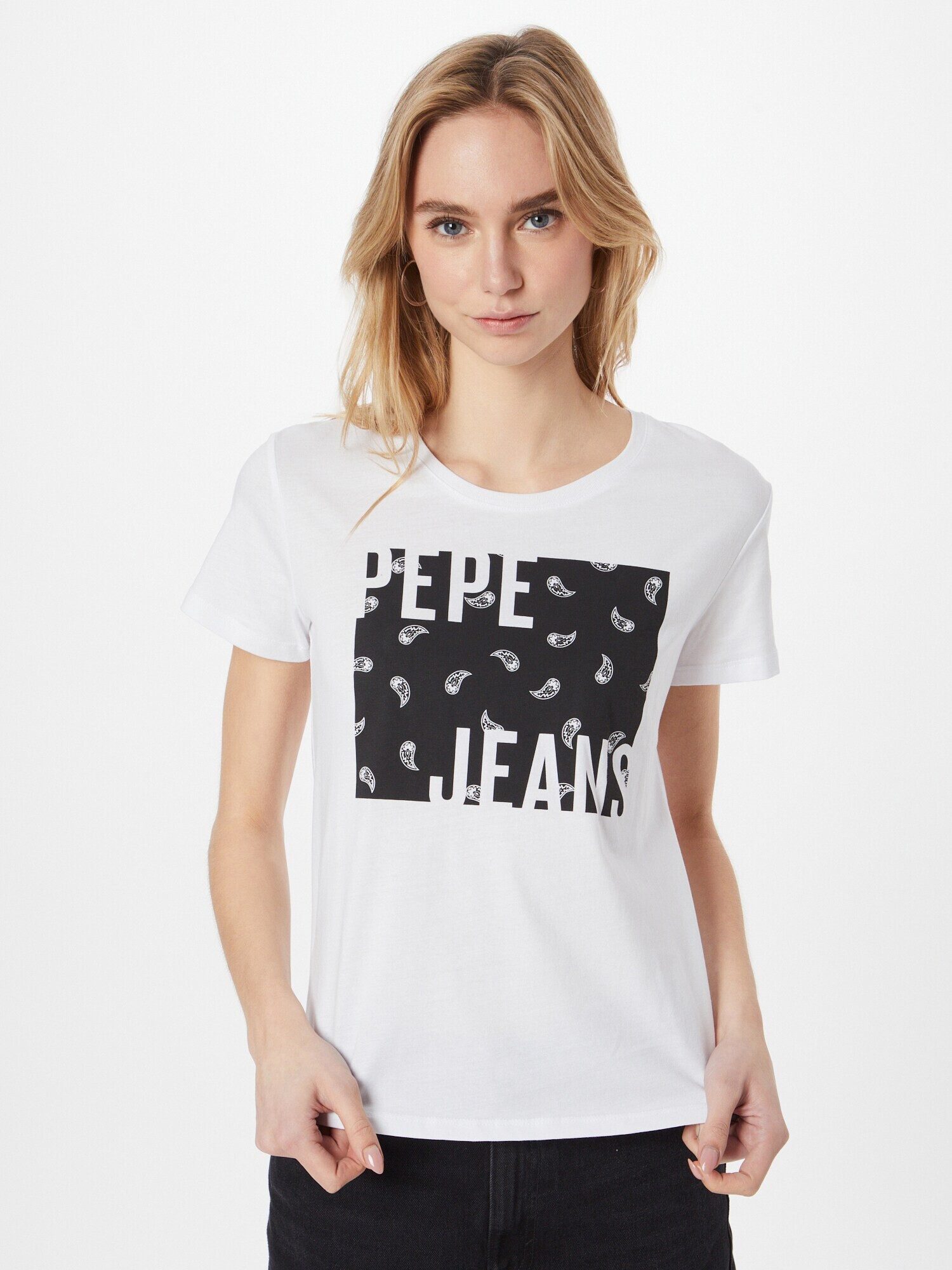 Pepe Jeans Tricou 'LUCIE' negru / alb - Pled.ro