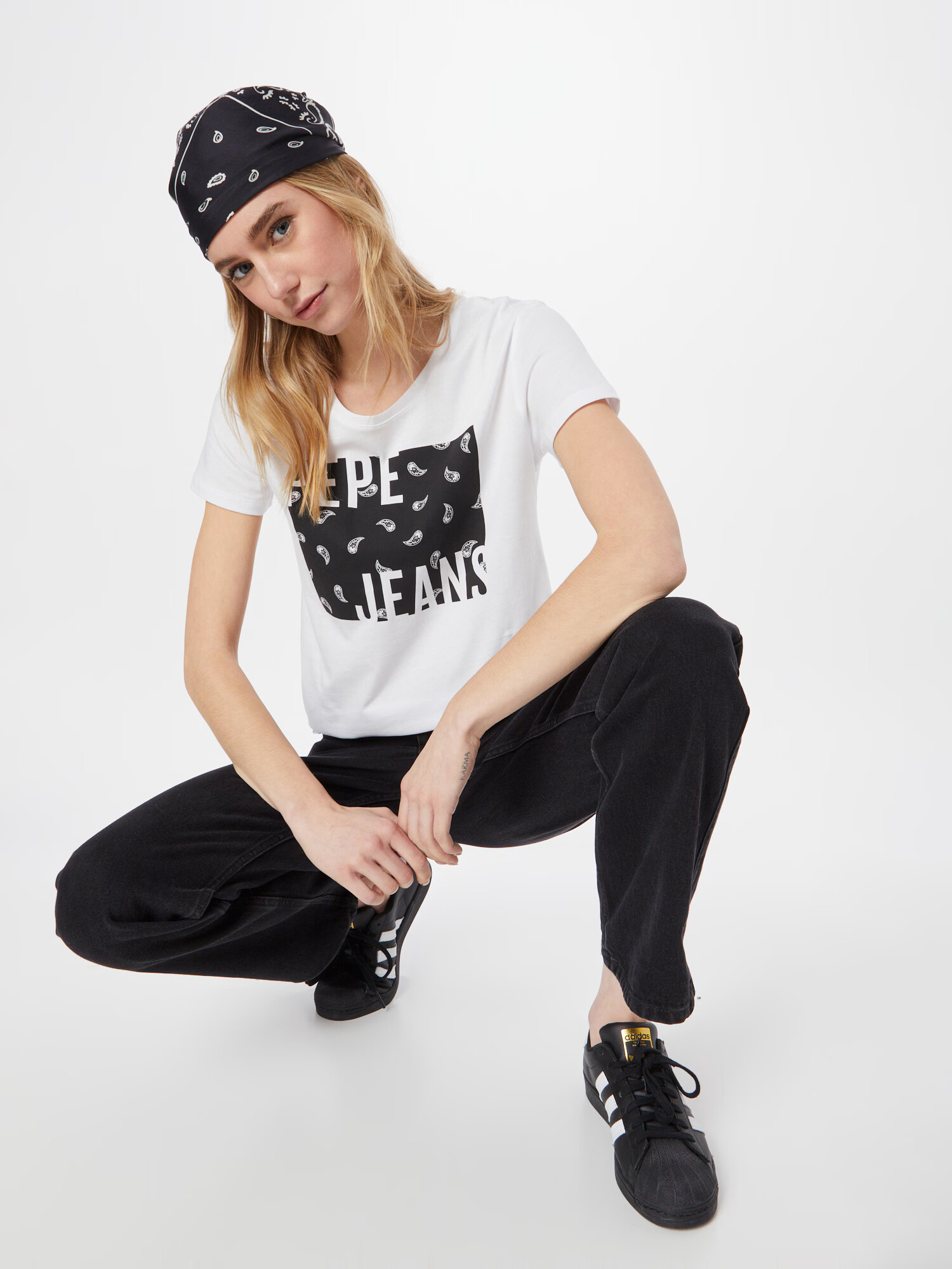 Pepe Jeans Tricou 'LUCIE' negru / alb - Pled.ro