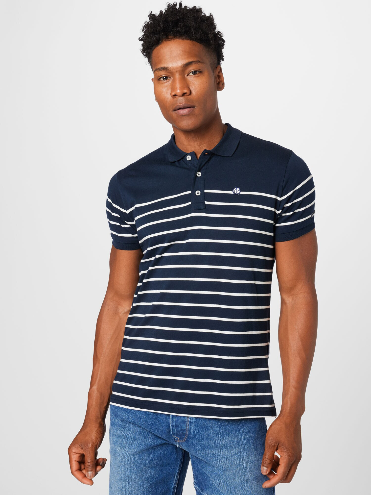 Pepe Jeans Tricou 'NATHAN' bleumarin / alb - Pled.ro