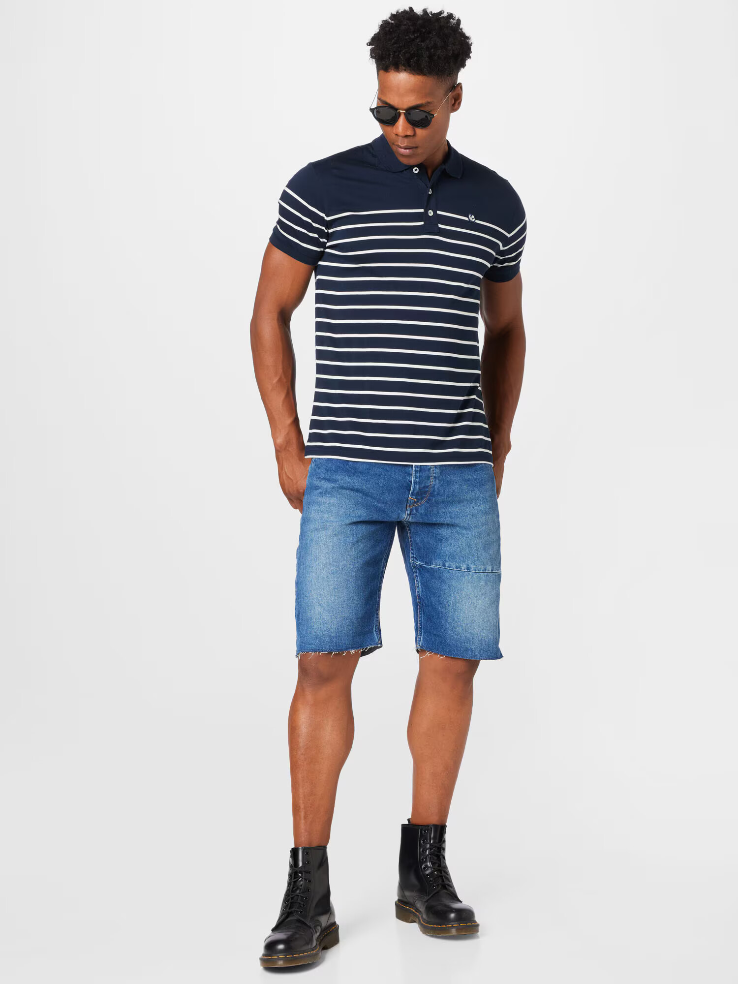 Pepe Jeans Tricou 'NATHAN' bleumarin / alb - Pled.ro