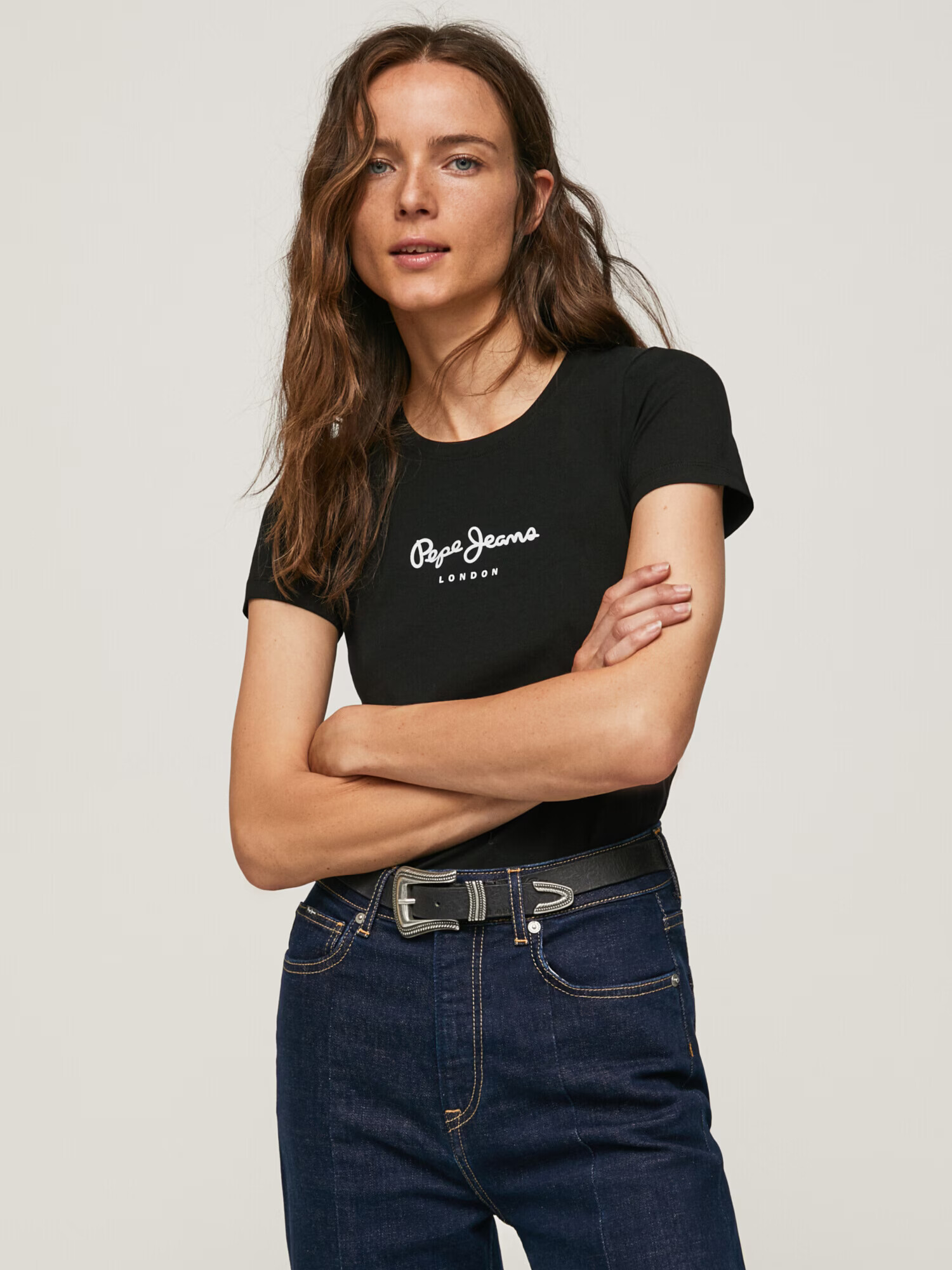 Pepe Jeans Tricou negru / alb - Pled.ro