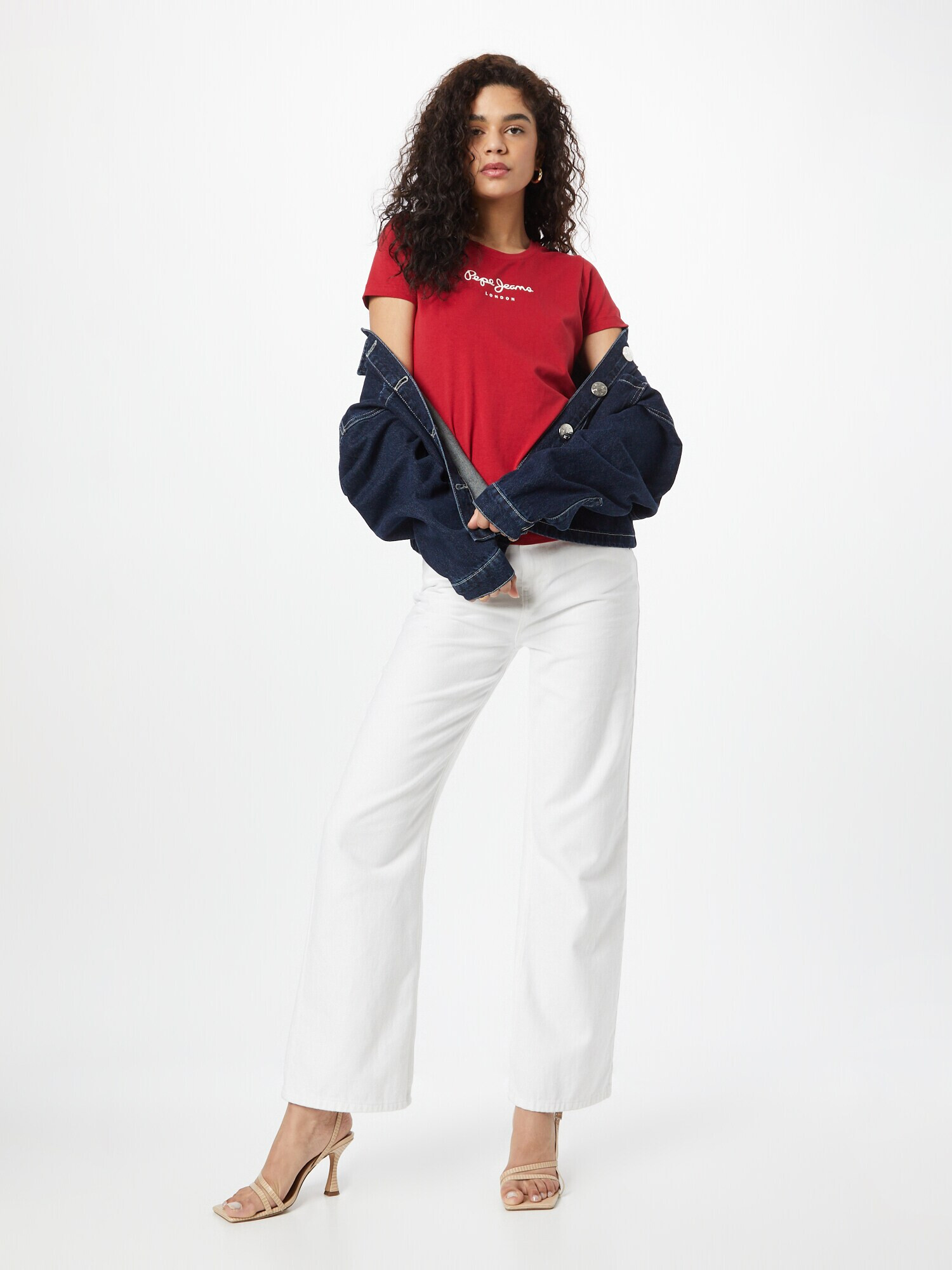 Pepe Jeans Tricou 'NEW VIRGINIA' roșu / alb - Pled.ro