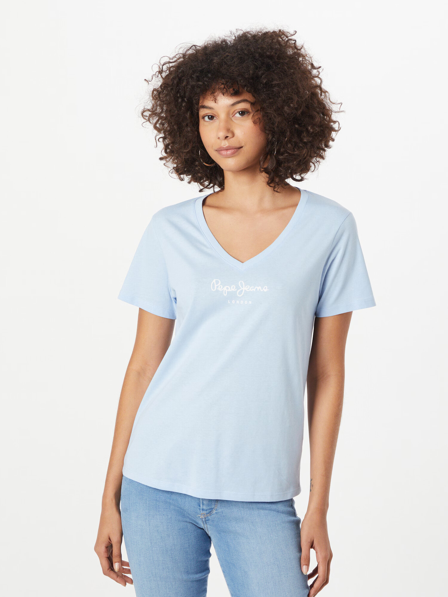 Pepe Jeans Tricou 'WENDY' albastru deschis / alb - Pled.ro