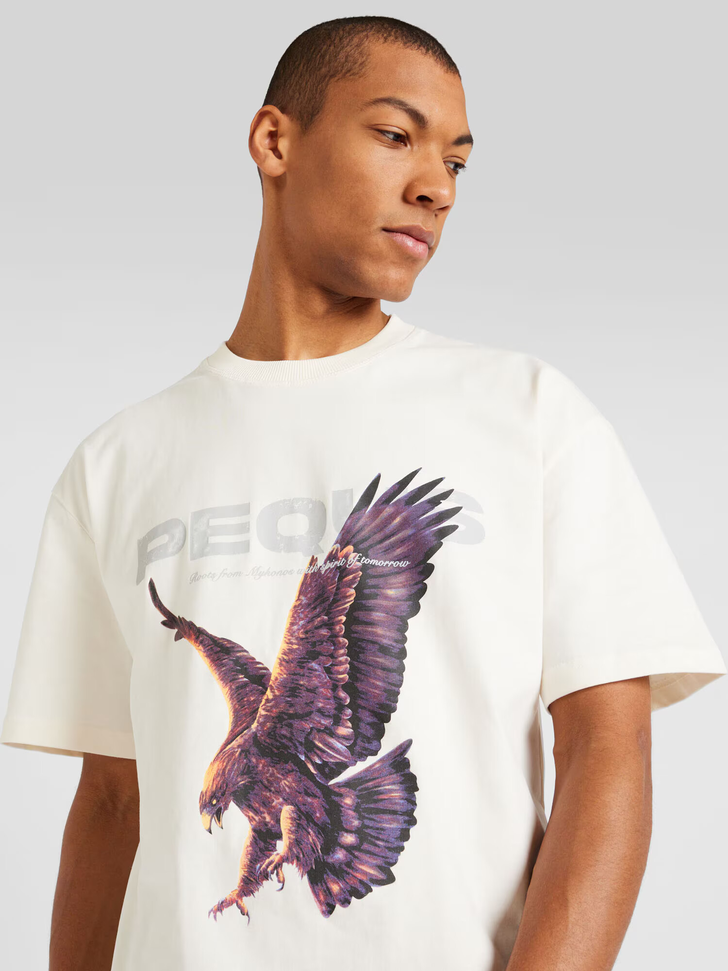 Pequs Tricou 'Eagle' crem / gri / lila / portocaliu - Pled.ro