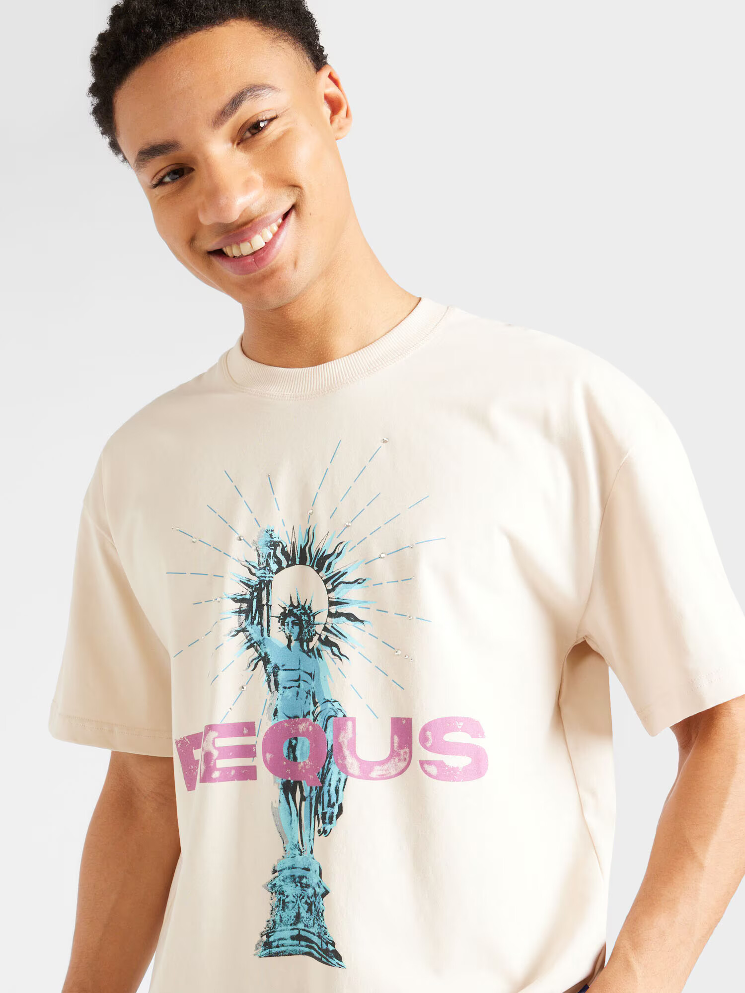 Pequs Tricou 'Helios' crem / albastru deschis / roz - Pled.ro