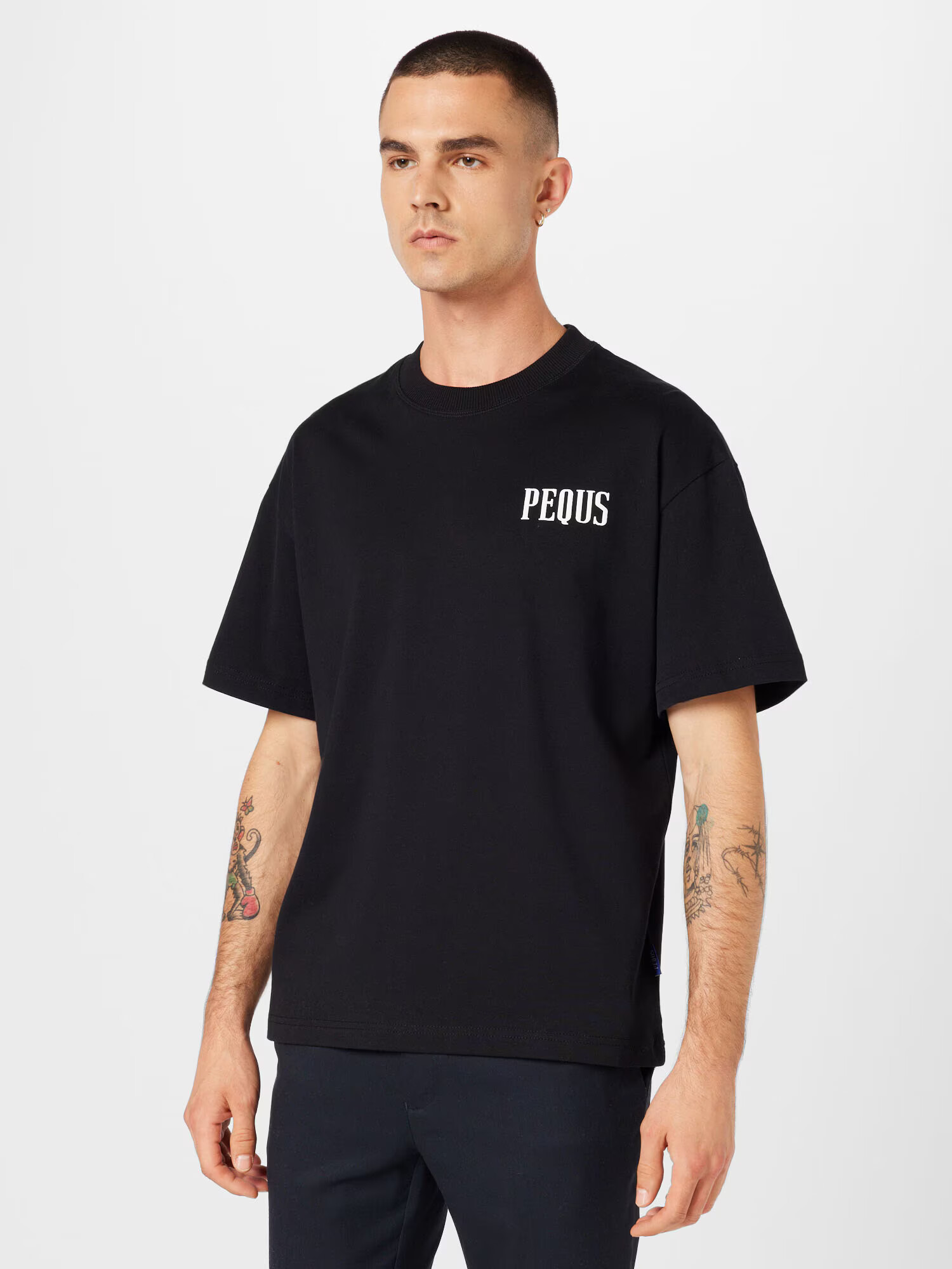 Pequs Tricou negru / alb - Pled.ro