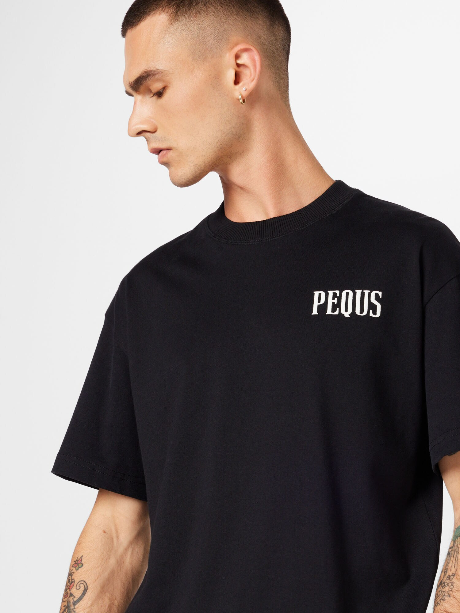 Pequs Tricou negru / alb - Pled.ro