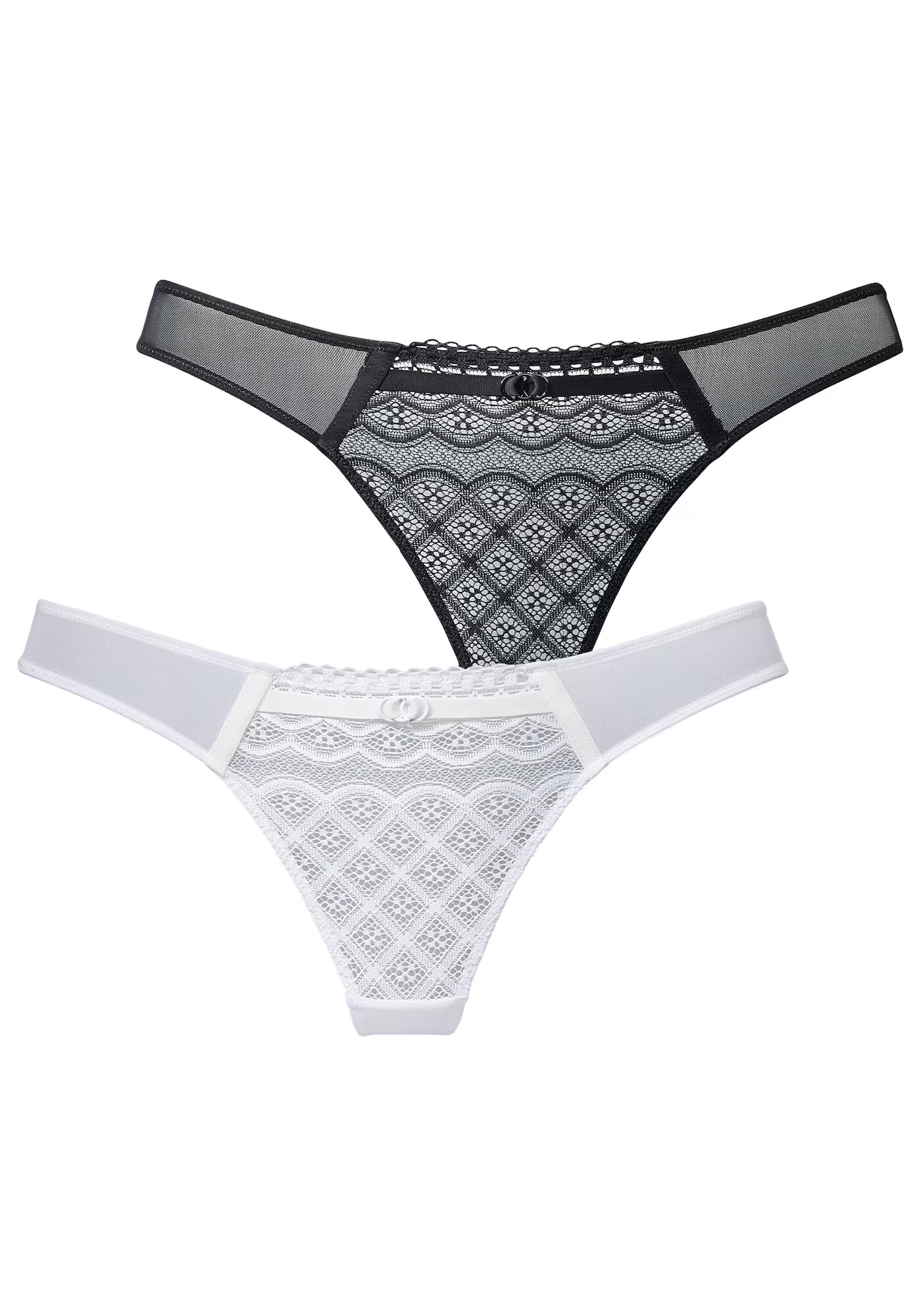 PETITE FLEUR Tanga negru / alb - Pled.ro