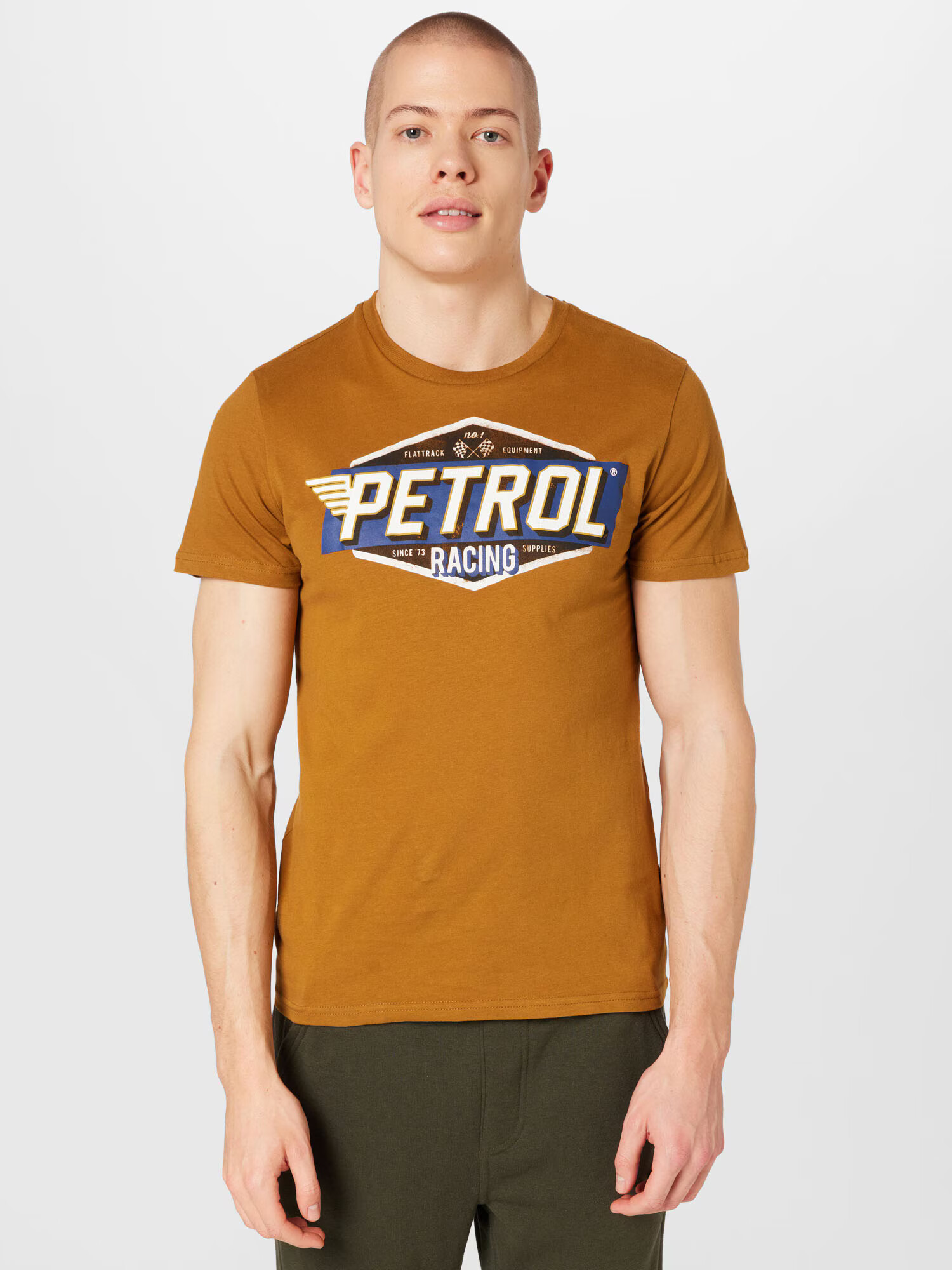 Petrol Industries Tricou albastru / maro / maro pueblo / alb - Pled.ro