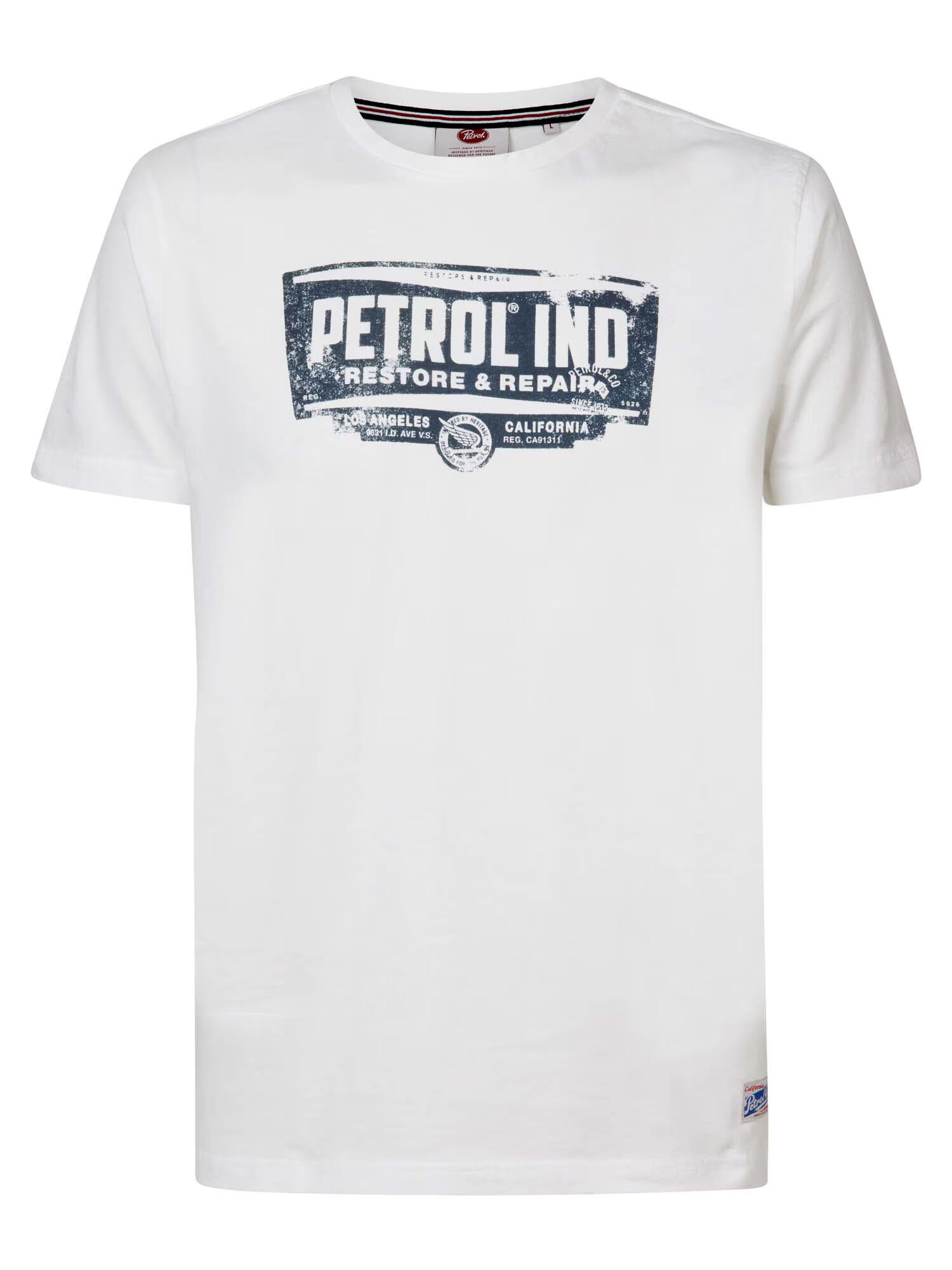 Petrol Industries Tricou bleumarin / alb - Pled.ro