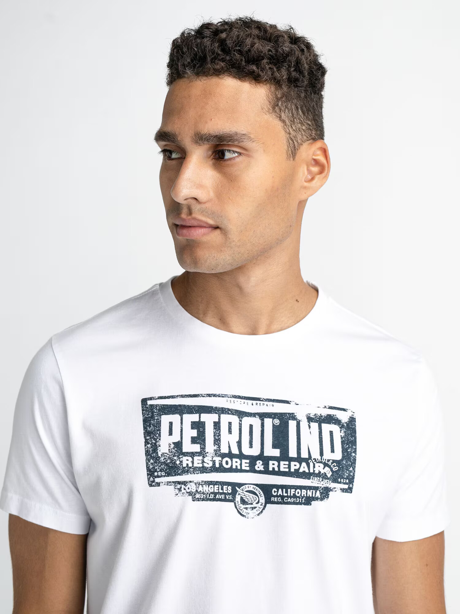 Petrol Industries Tricou bleumarin / alb - Pled.ro