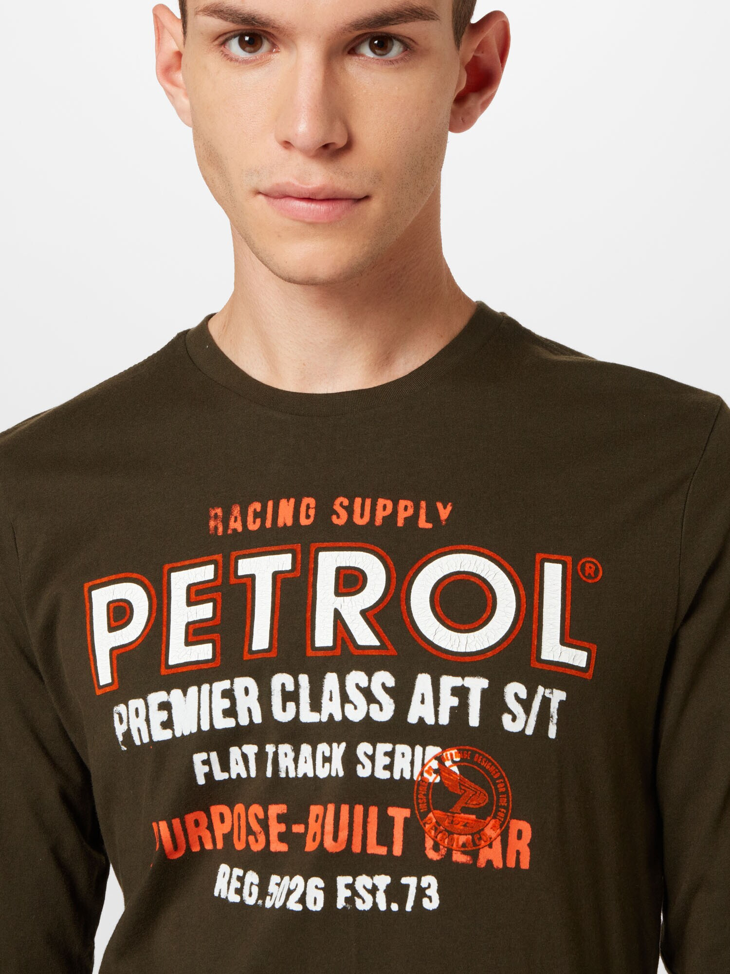 Petrol Industries Tricou oliv / portocaliu / alb - Pled.ro