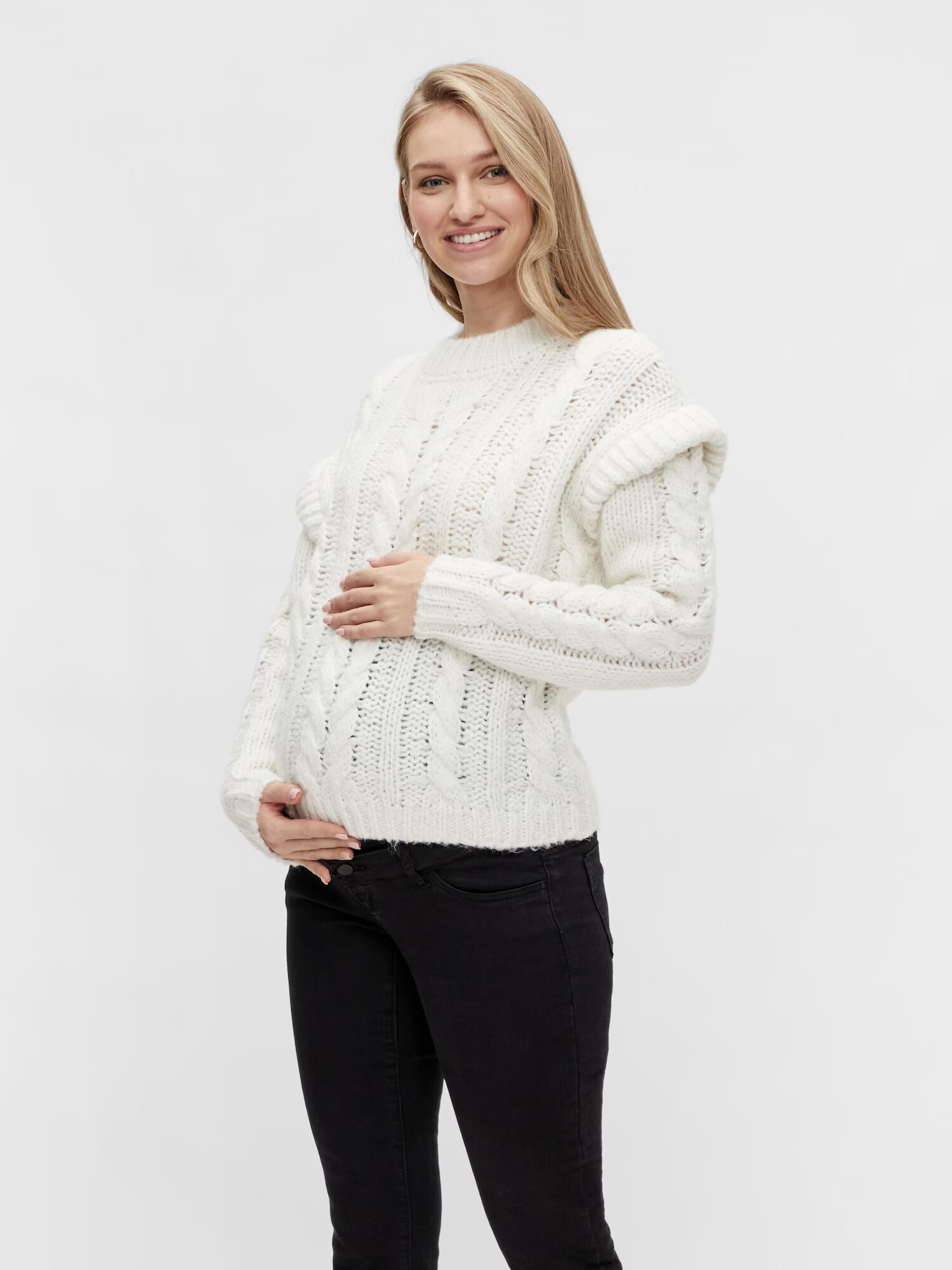 Pieces Maternity Pulover 'Fria' alb - Pled.ro