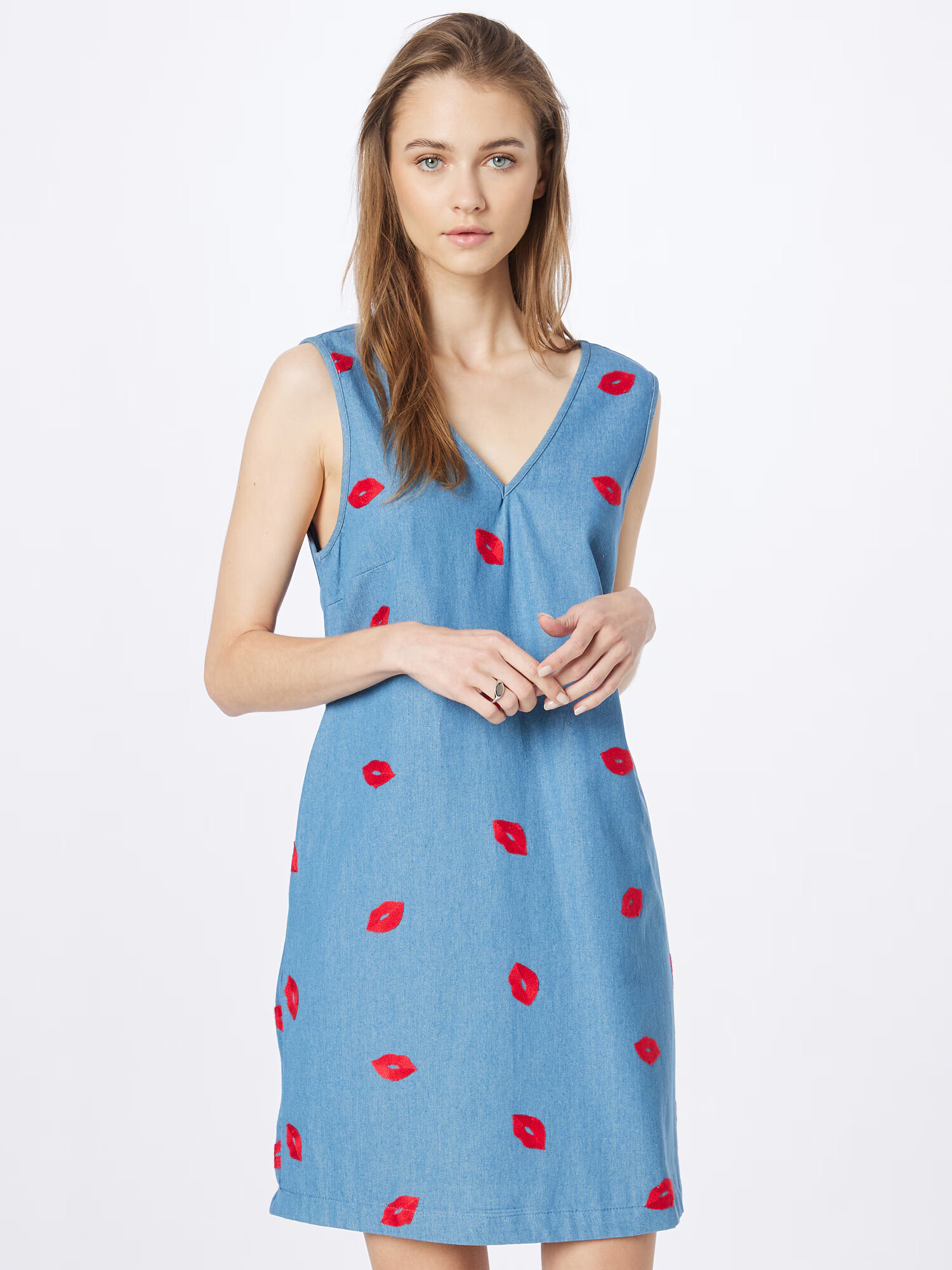 PIECES Rochie 'MELLI' albastru denim / roșu - Pled.ro