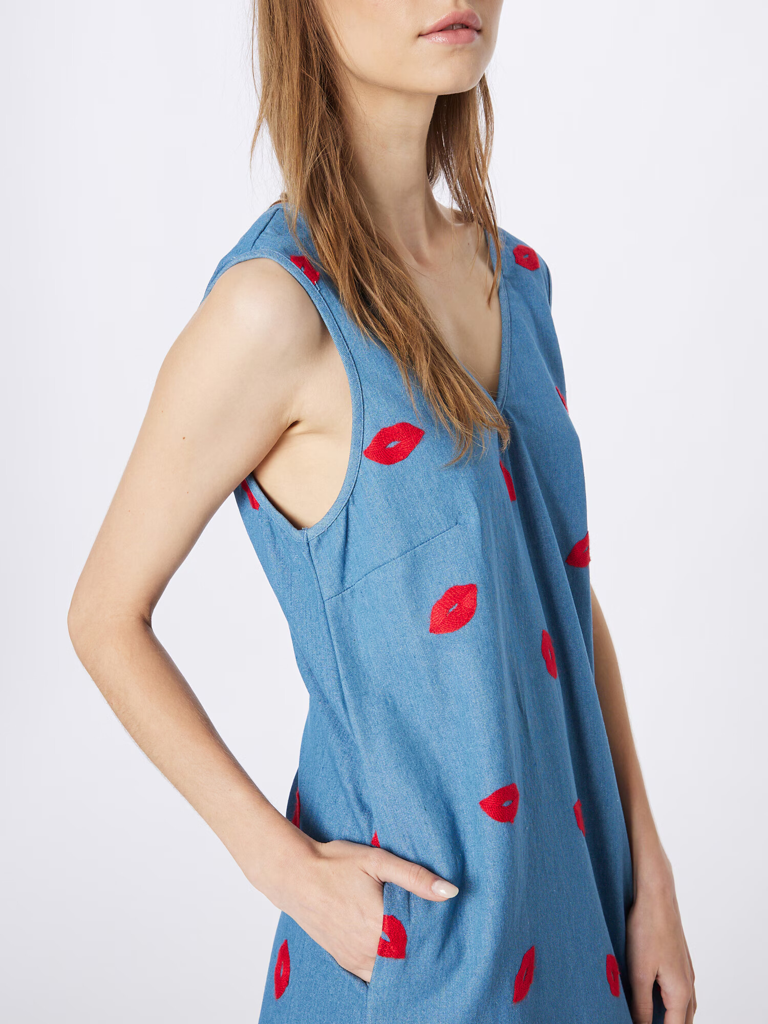 PIECES Rochie 'MELLI' albastru denim / roșu - Pled.ro