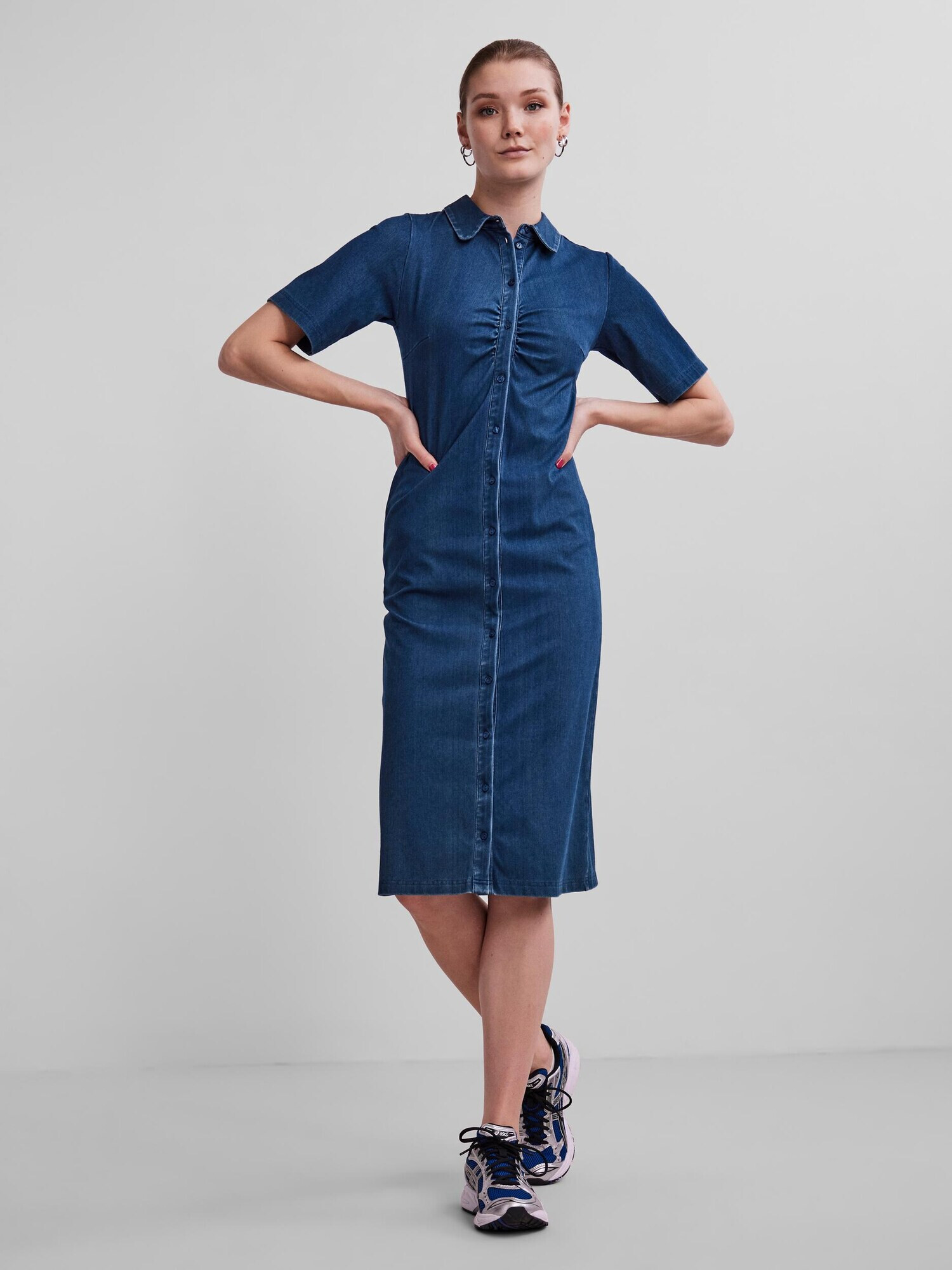 PIECES Rochie tip bluză 'Vaya' albastru denim - Pled.ro