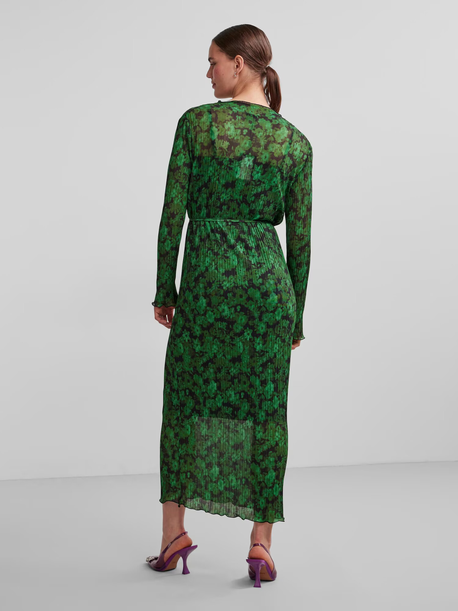 PIECES Rochie verde / negru - Pled.ro