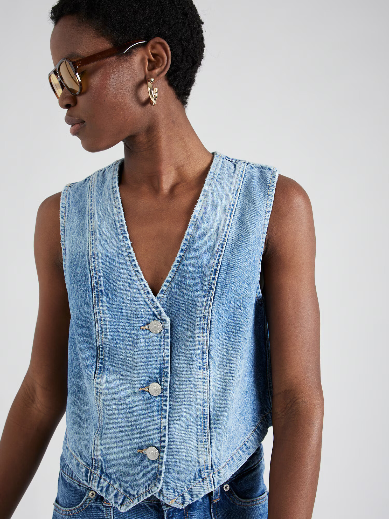 PIECES Vestă 'ALMA' albastru denim - Pled.ro