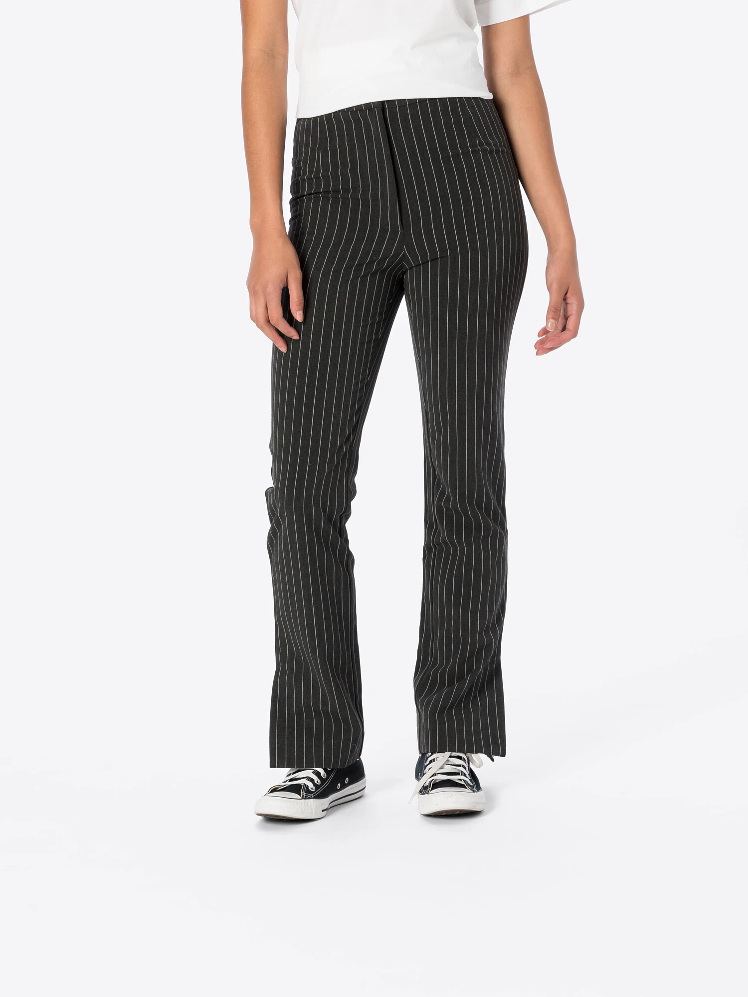 Pimkie Pantaloni 'BRUGES' gri metalic / alb - Pled.ro