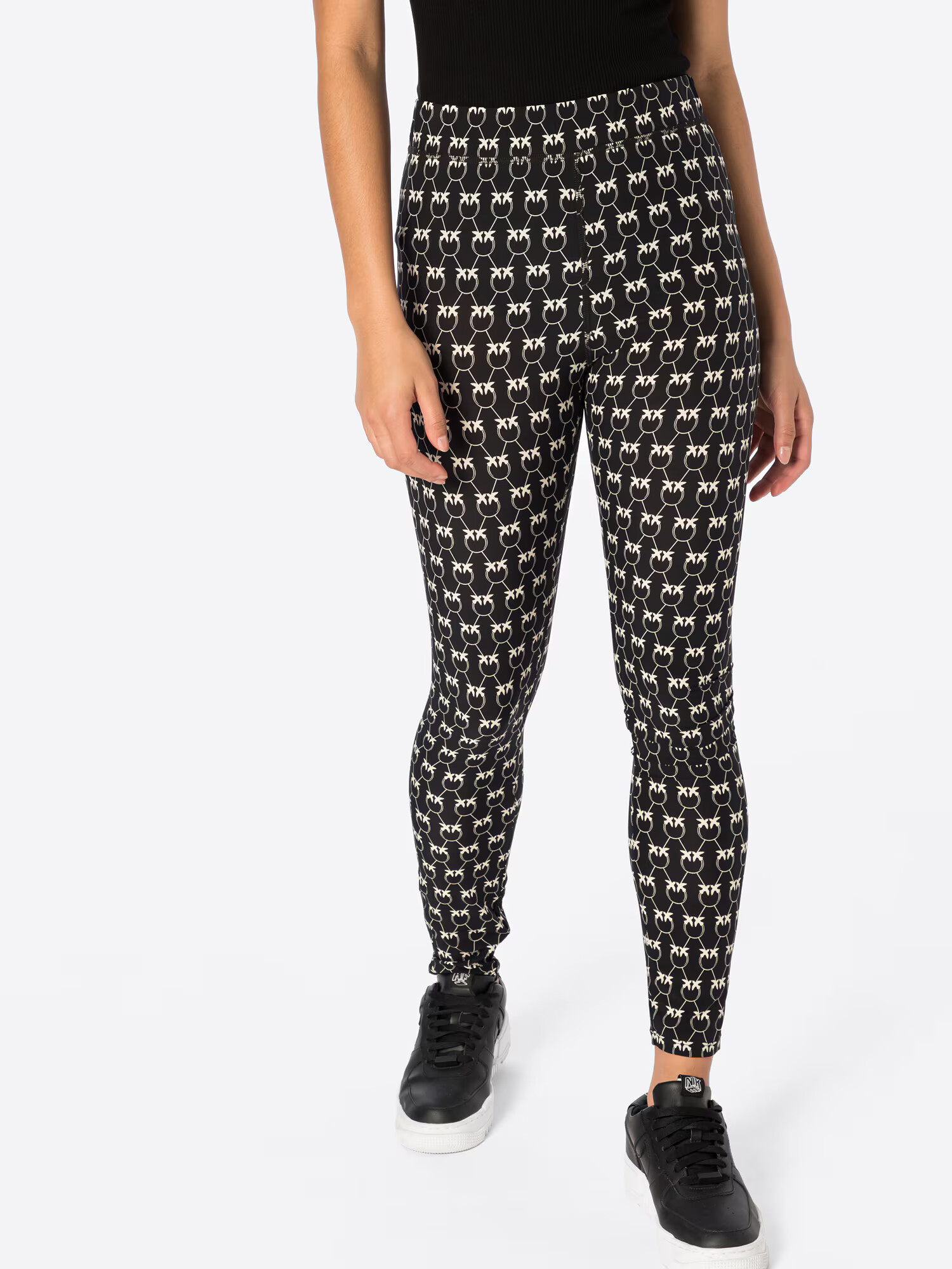 PINKO Leggings 'GELOSO' negru / alb natural - Pled.ro