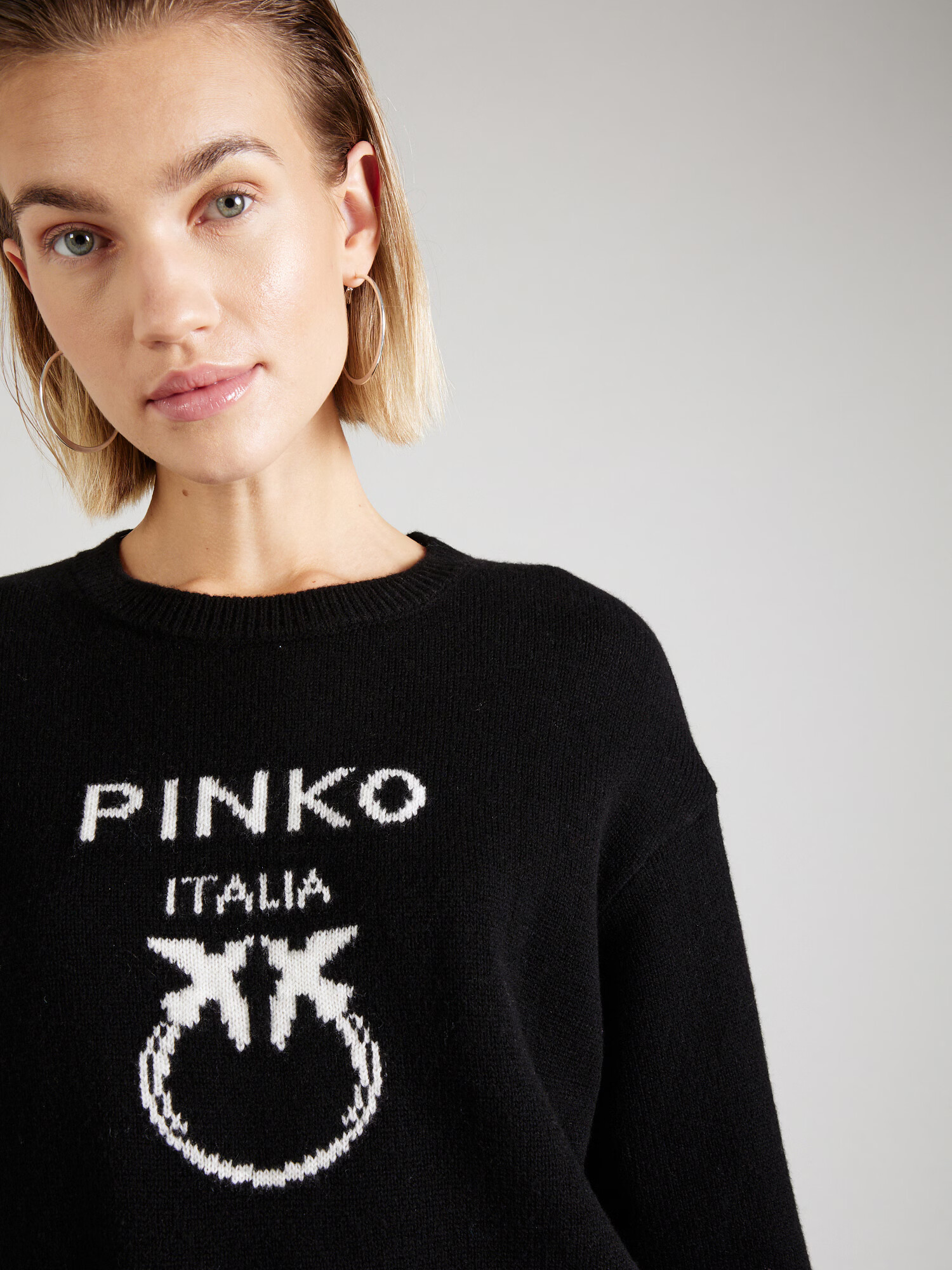 PINKO Pulover 'BURGOS' negru / alb - Pled.ro