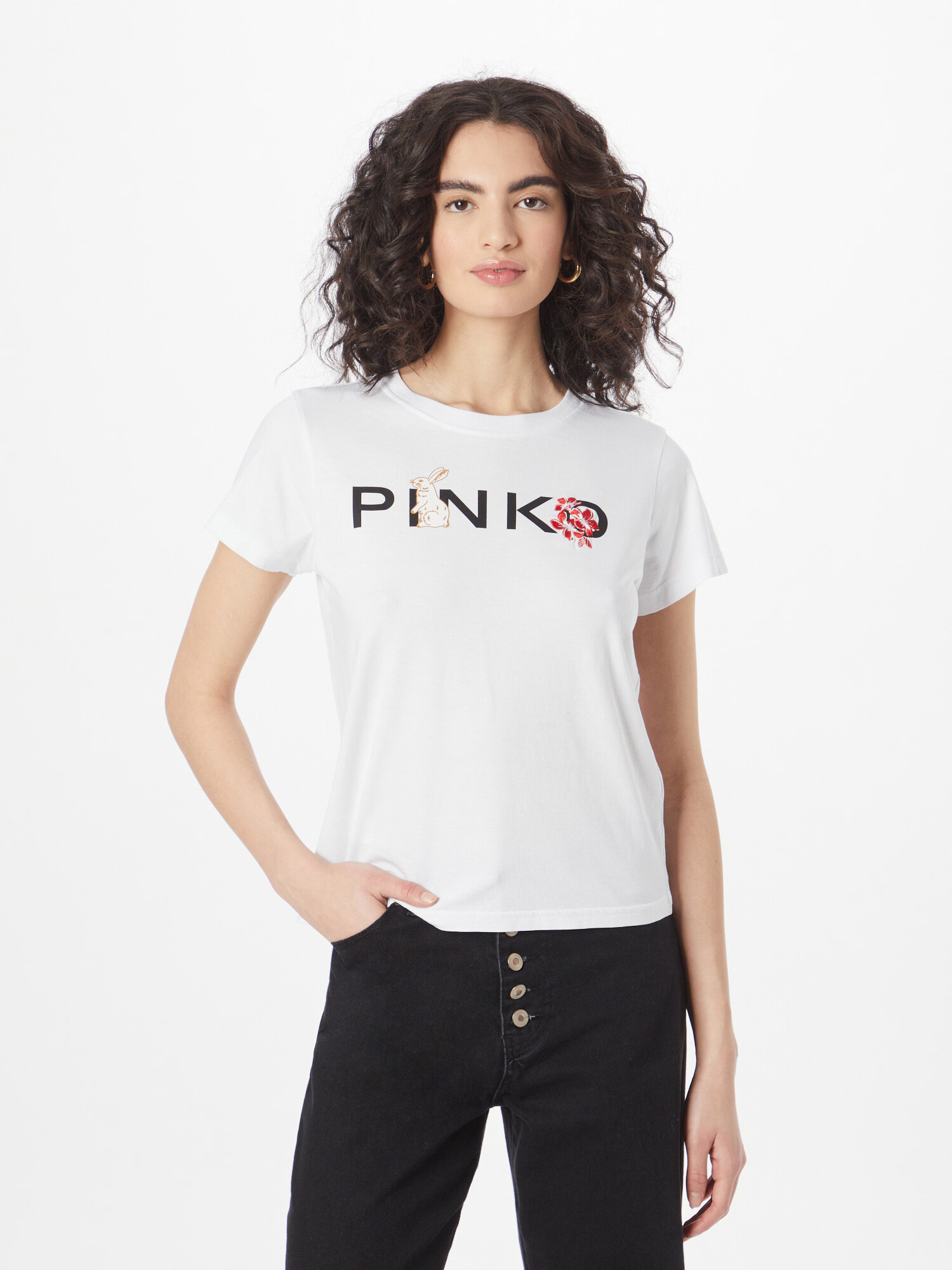 PINKO Tricou maro cappuccino / roșu / negru / alb - Pled.ro