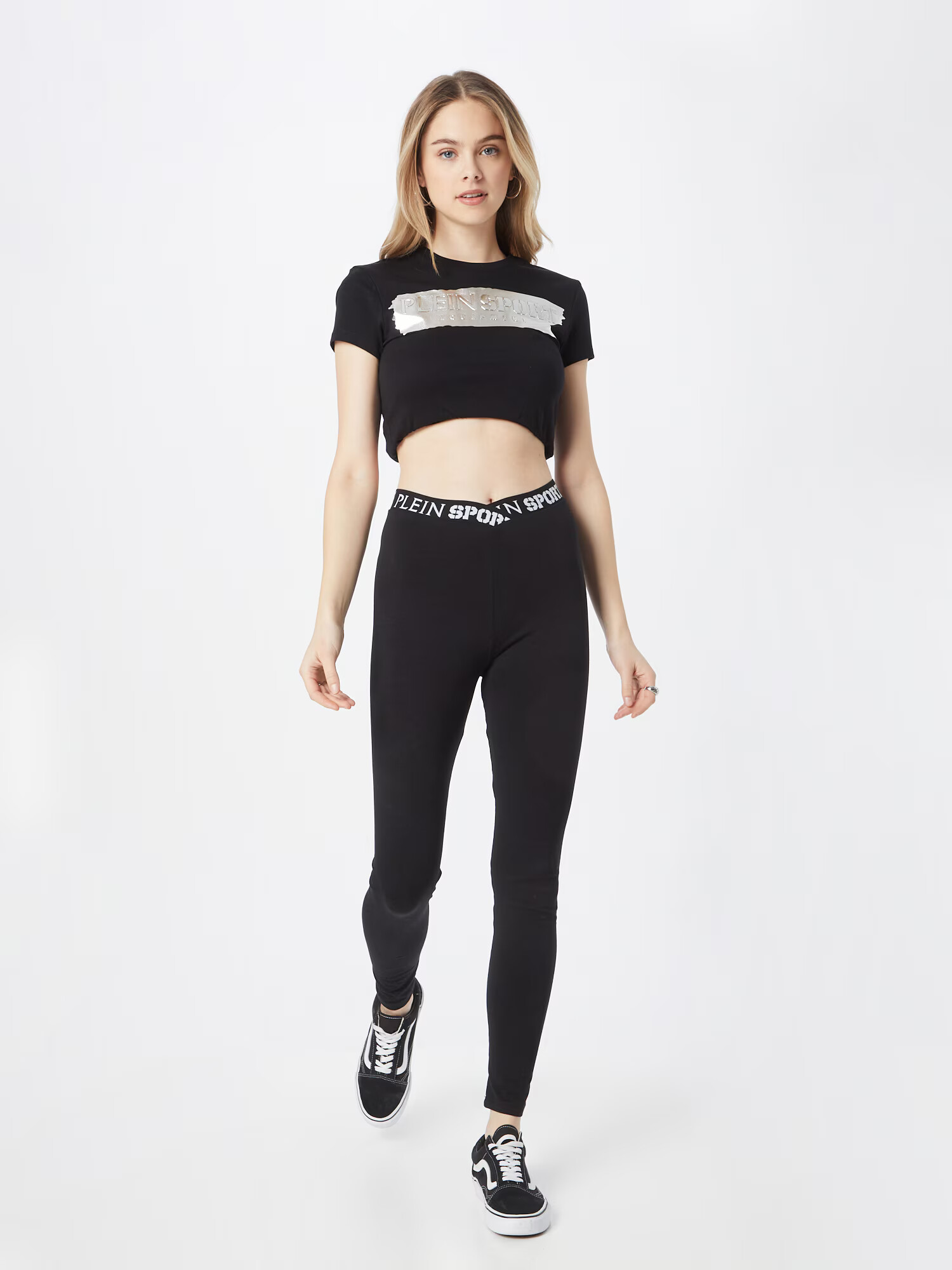 Plein Sport Leggings negru / alb - Pled.ro