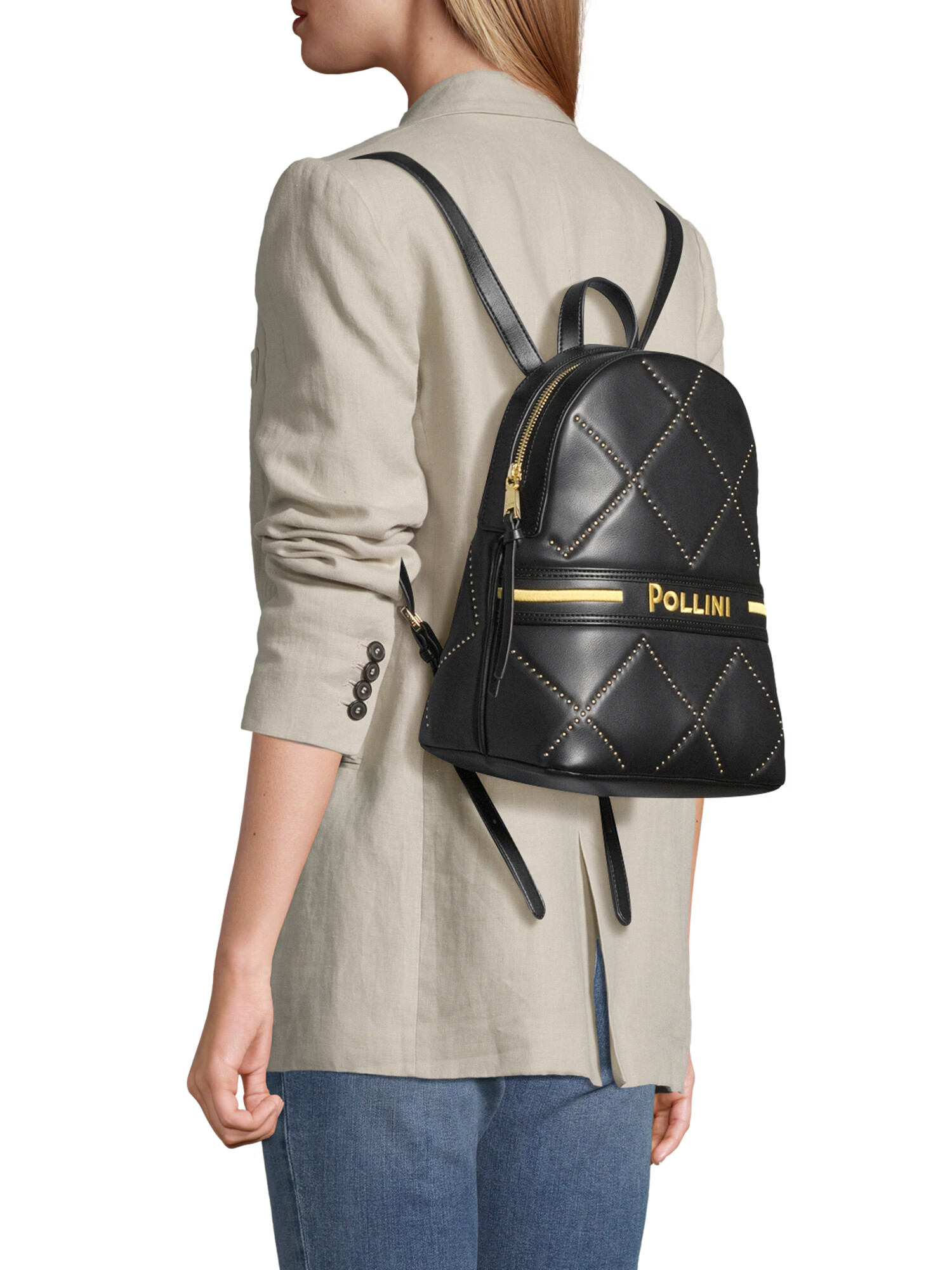 POLLINI Rucsac galben auriu / negru - Pled.ro