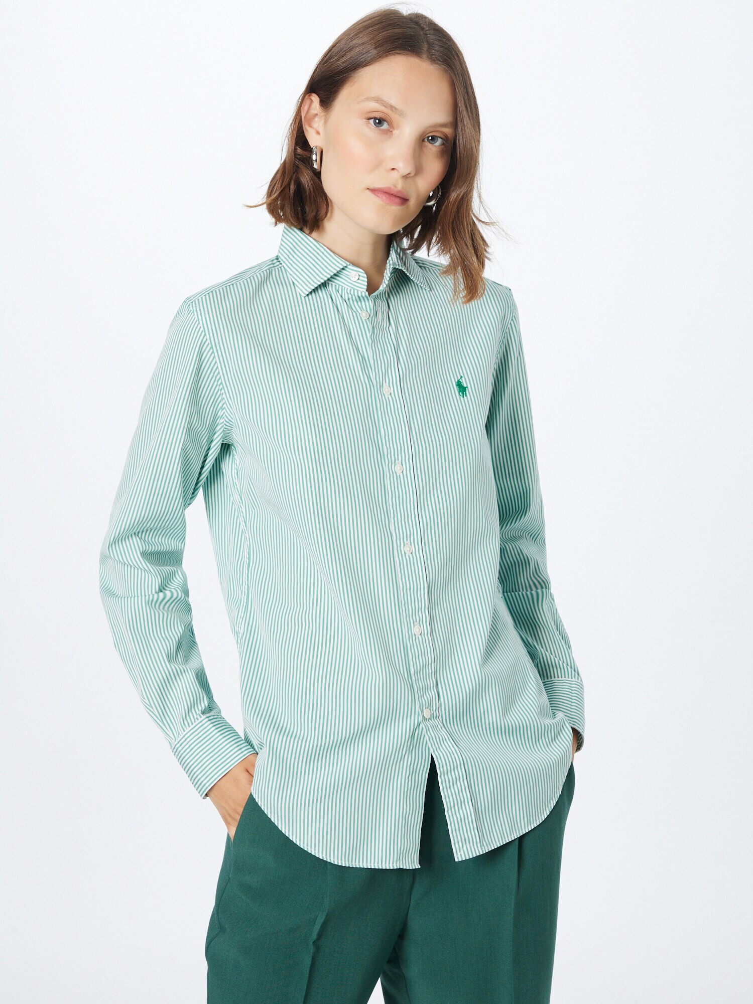 Polo Ralph Lauren Bluză 'Georgia' verde / alb - Pled.ro