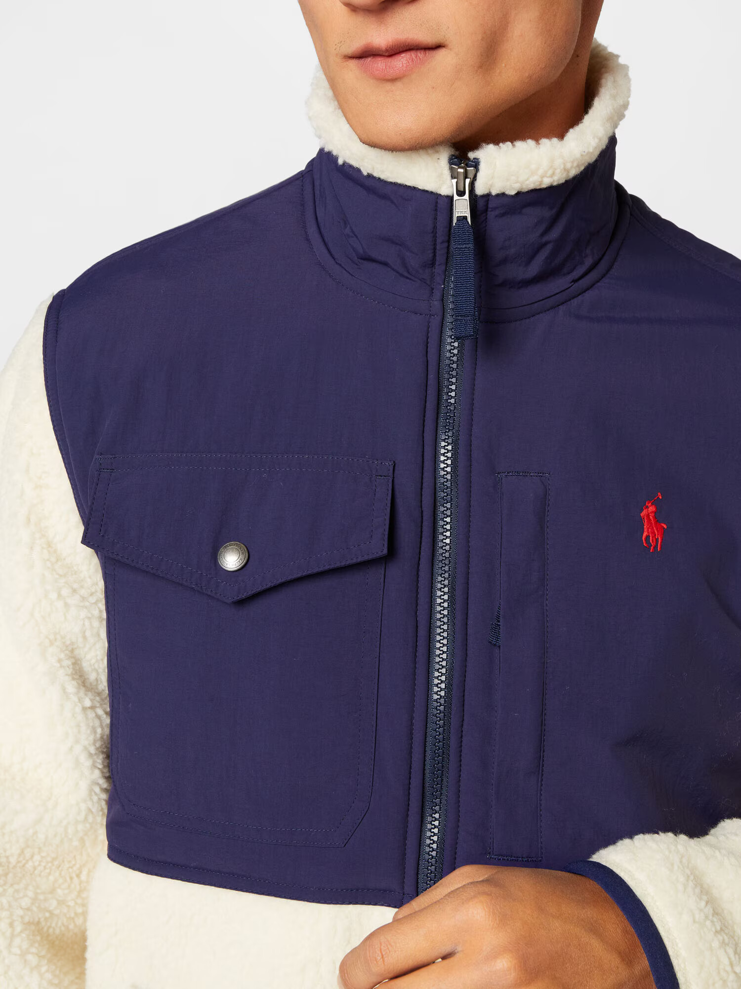 Polo Ralph Lauren Hanorac bleumarin / alb lână - Pled.ro