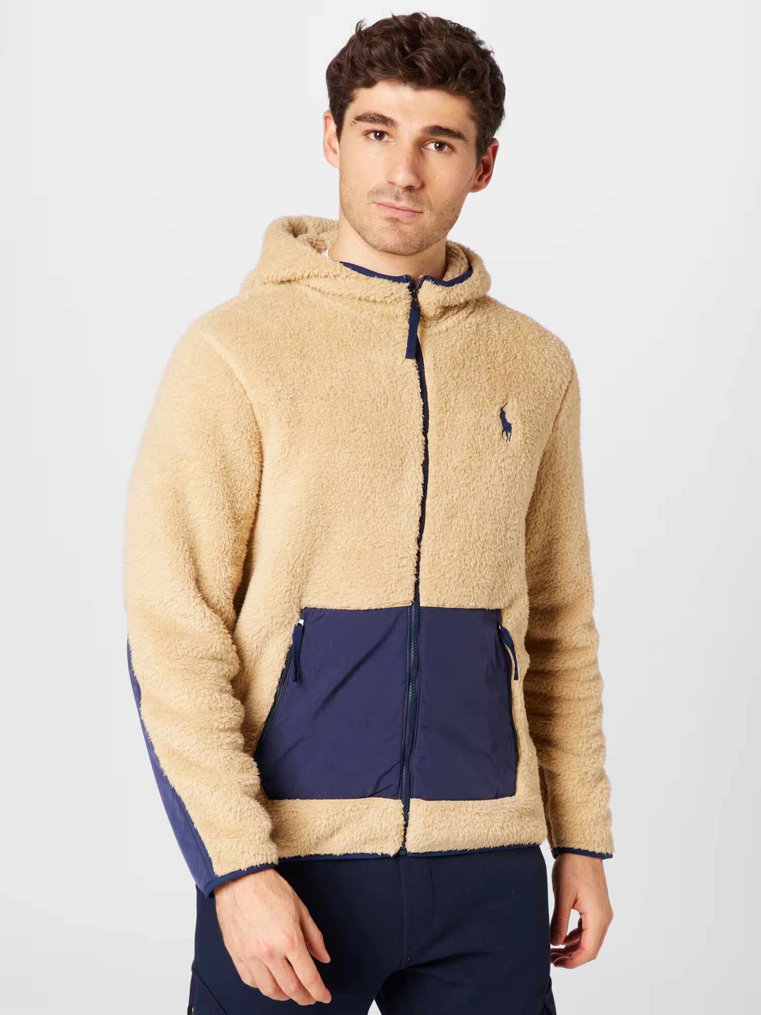 Polo Ralph Lauren Jachetă fleece nisipiu / bleumarin - Pled.ro