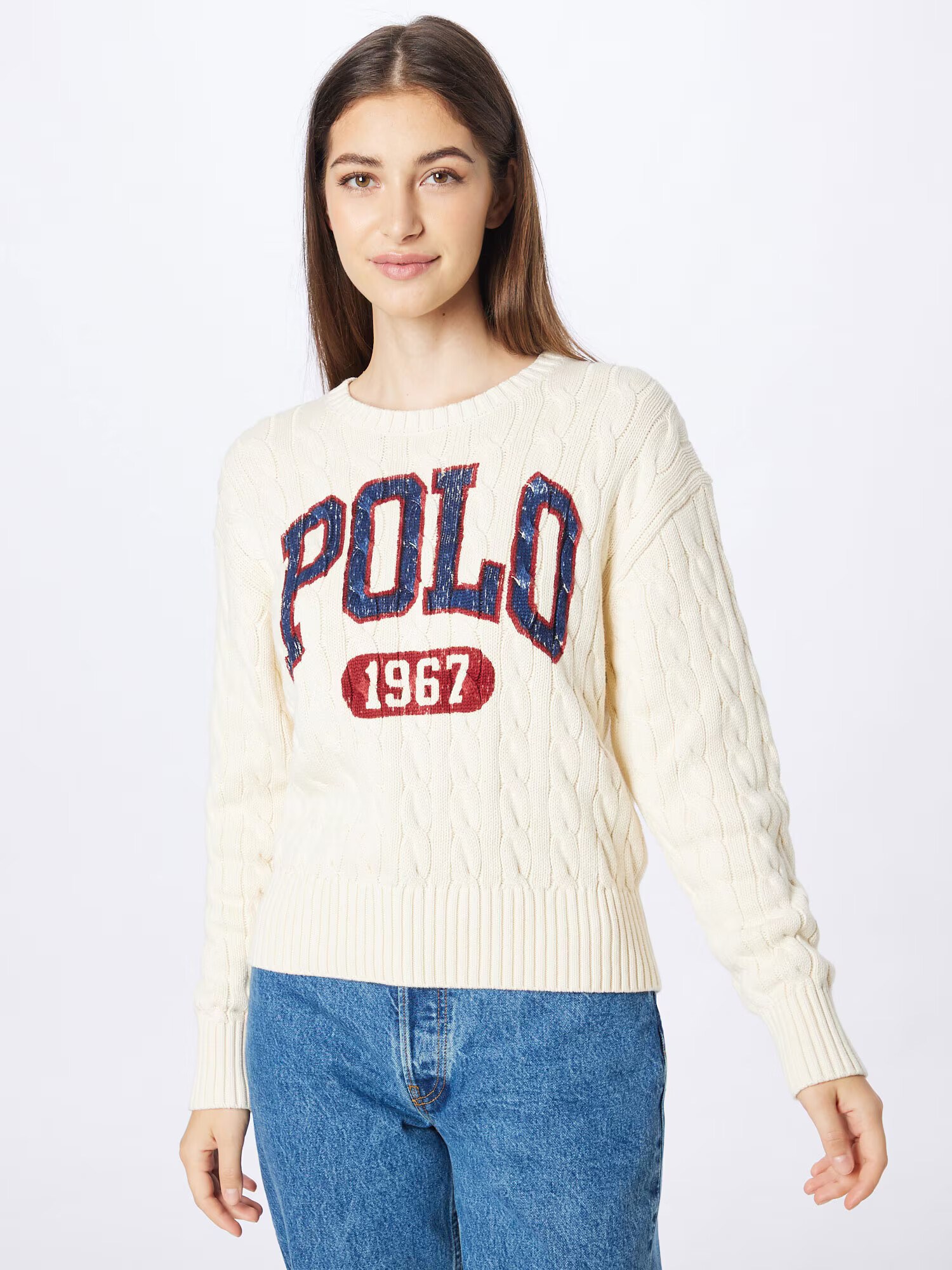 Polo Ralph Lauren Pulover crem / bleumarin / roșu cireș - Pled.ro