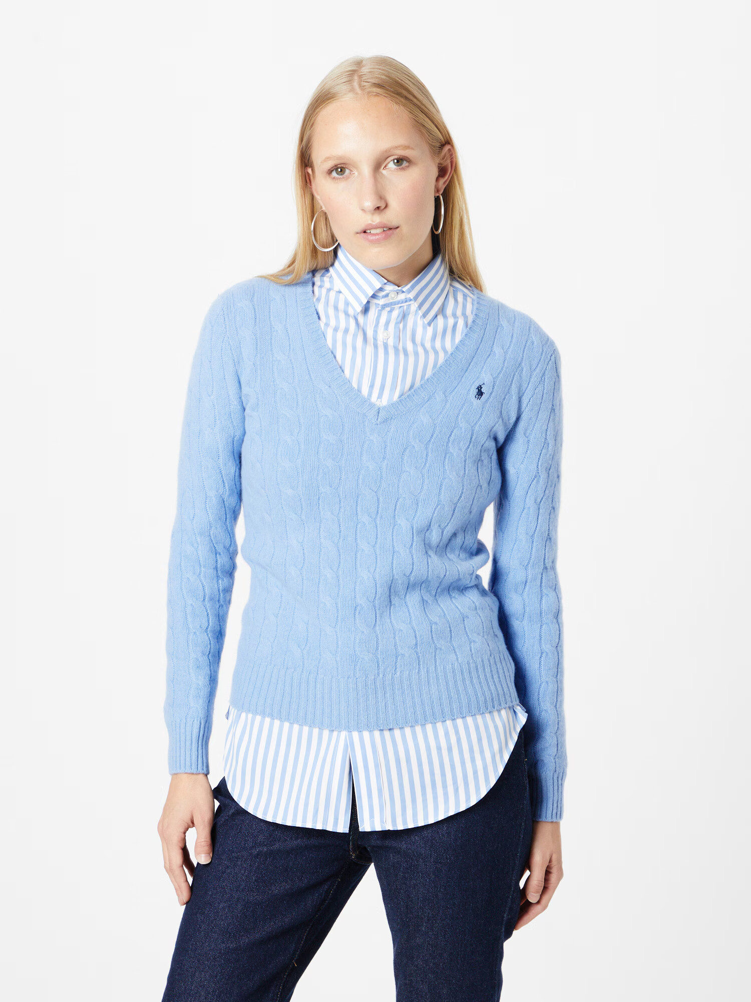 Polo Ralph Lauren Pulover 'KIMBERLY' bleumarin / albastru deschis - Pled.ro