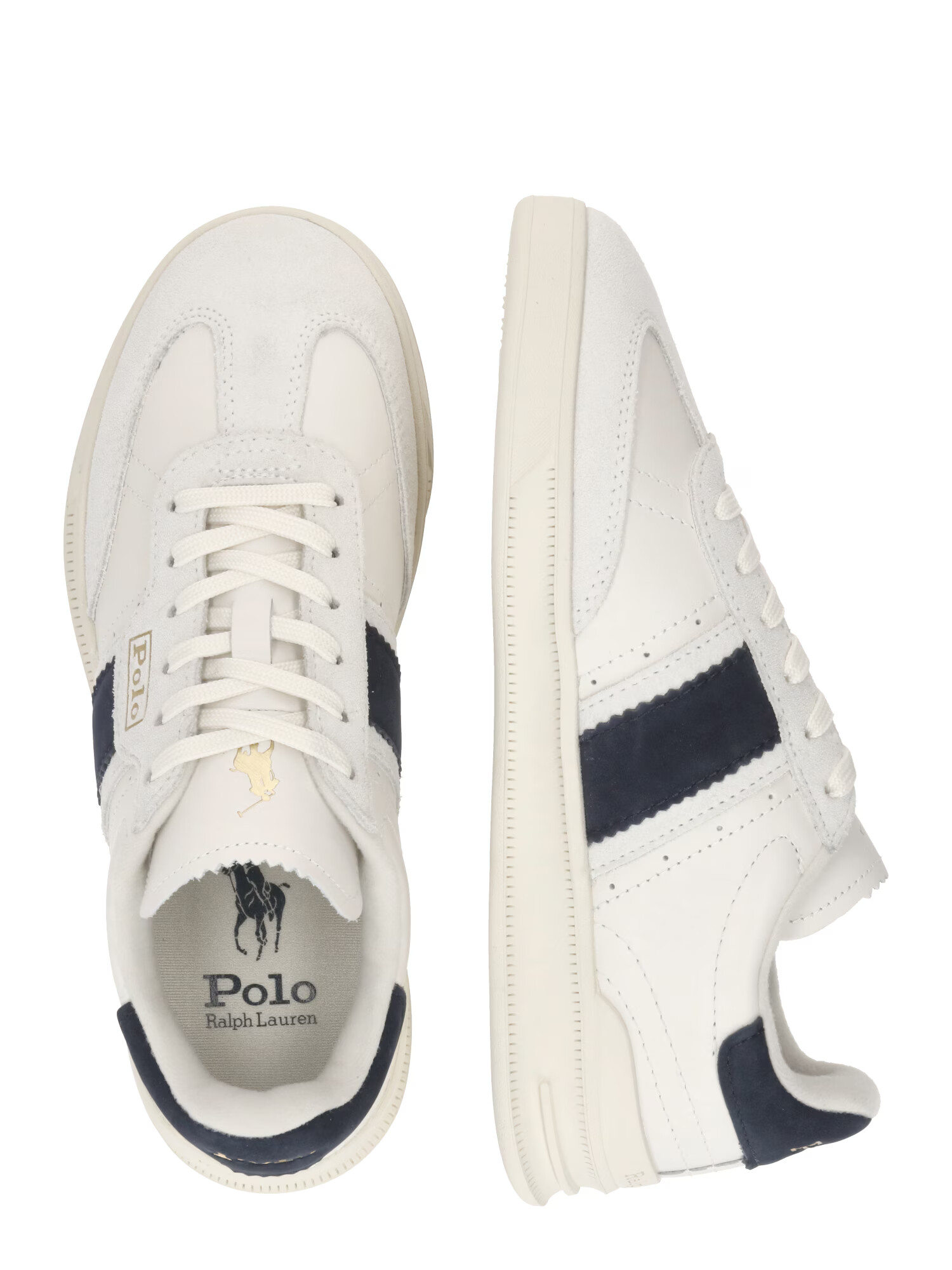 Polo Ralph Lauren Sneaker low 'HTR AERA' albastru marin / auriu / alb murdar / alb natural - Pled.ro