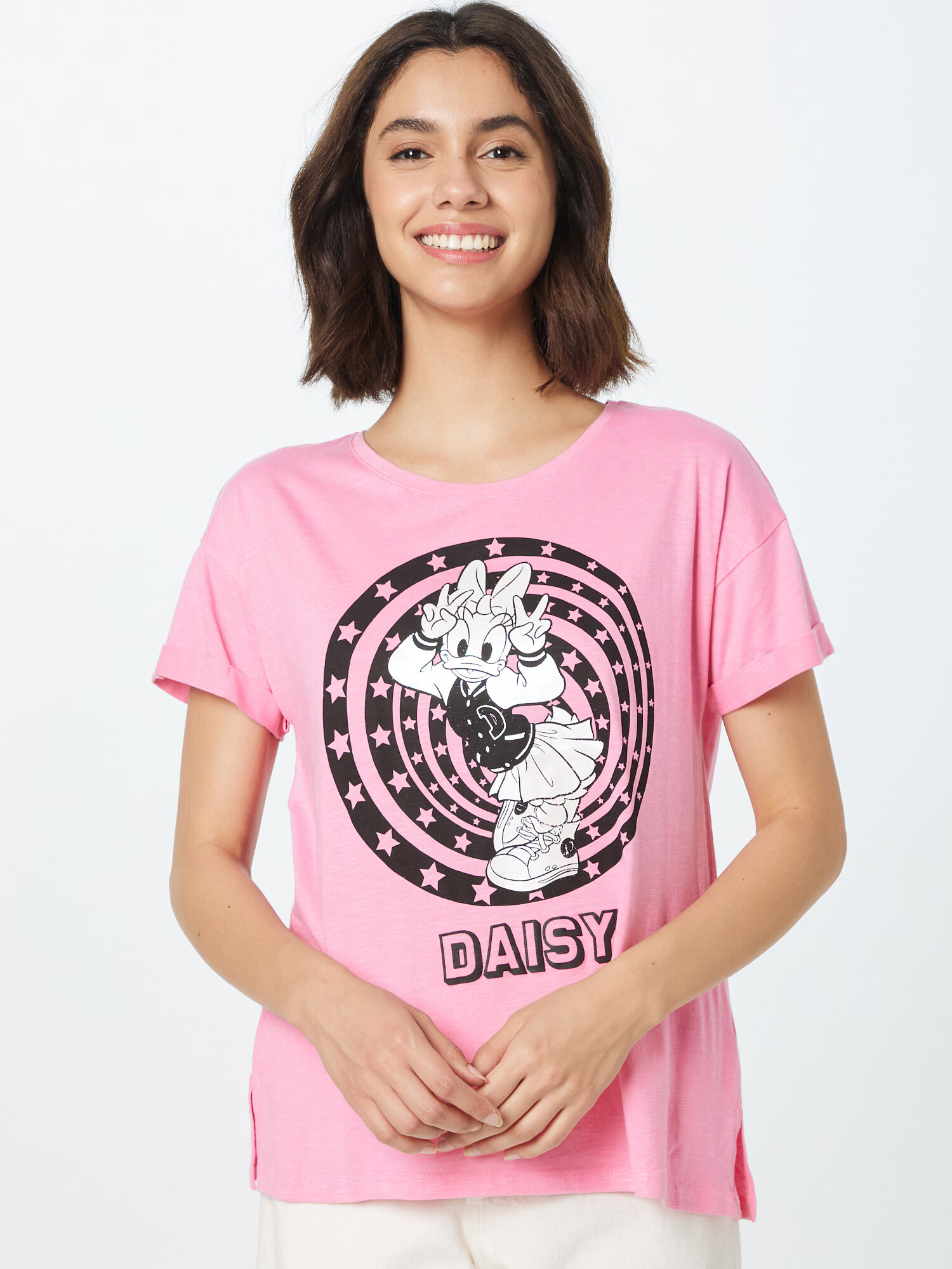 PRINCESS GOES HOLLYWOOD Tricou 'Daisy' roz eozină / negru / alb - Pled.ro