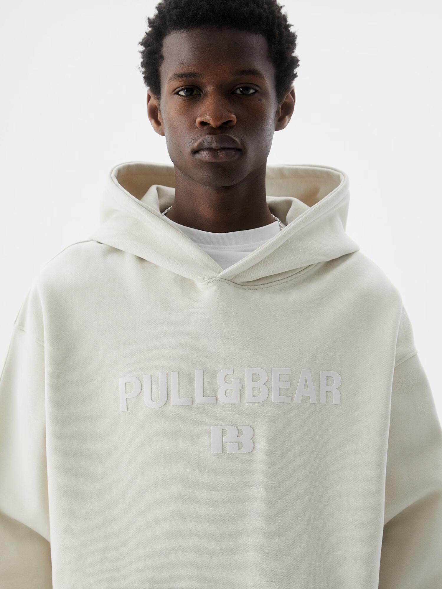 Pull&Bear Bluză de molton alb - Pled.ro