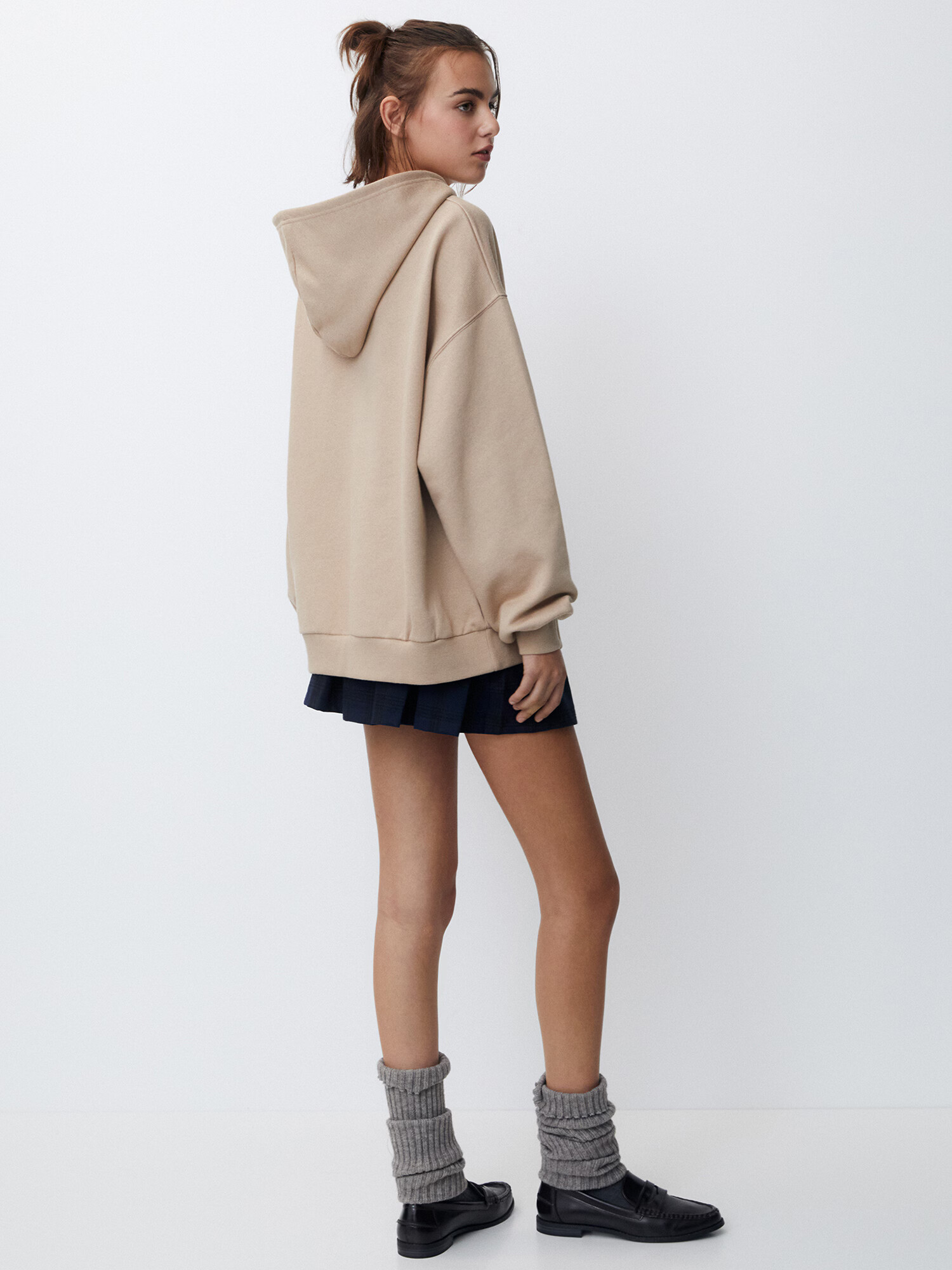 Pull&Bear Bluză de molton bej / gri taupe / alb - Pled.ro