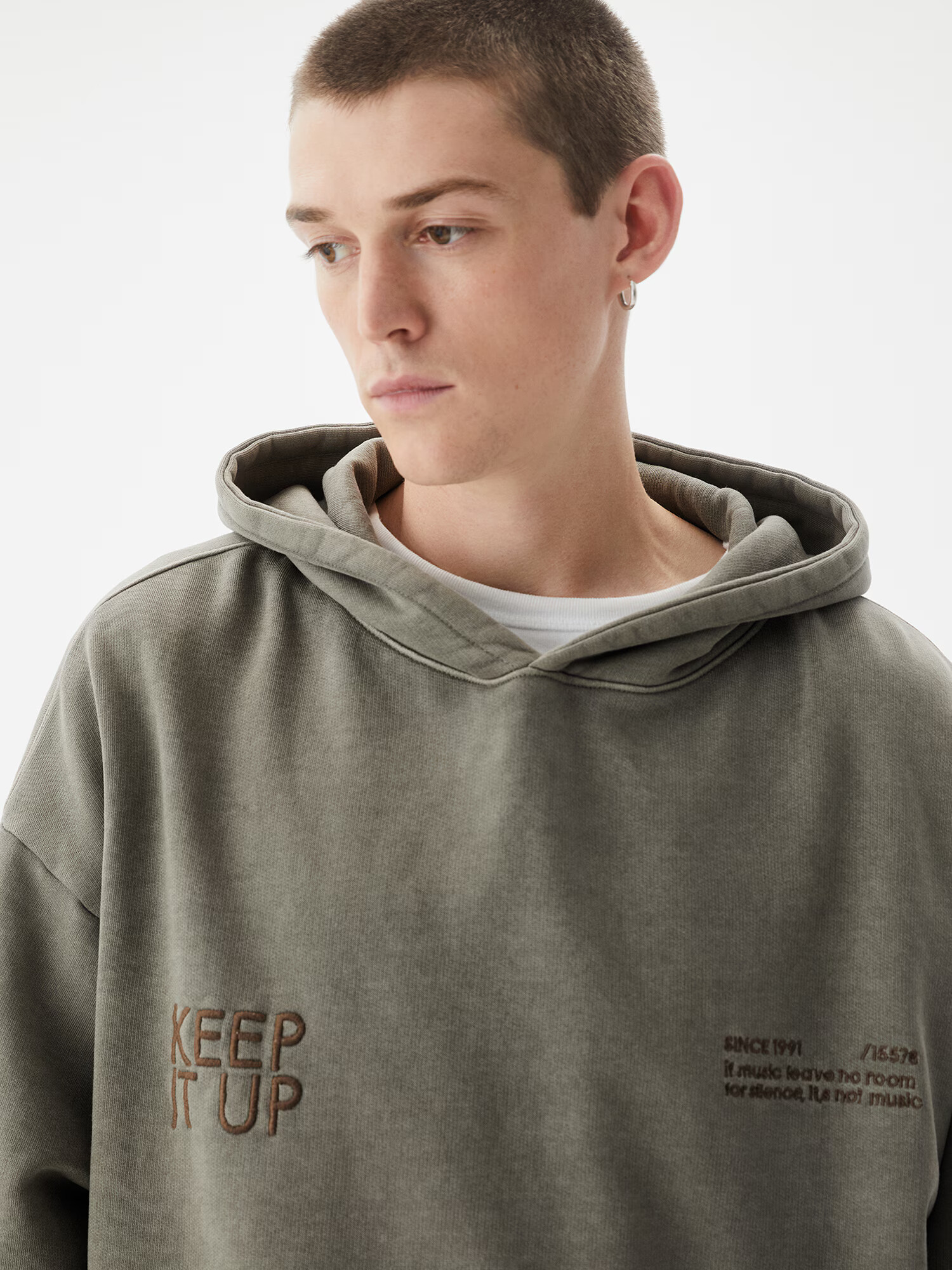 Pull&Bear Bluză de molton brocart / gri piatră - Pled.ro