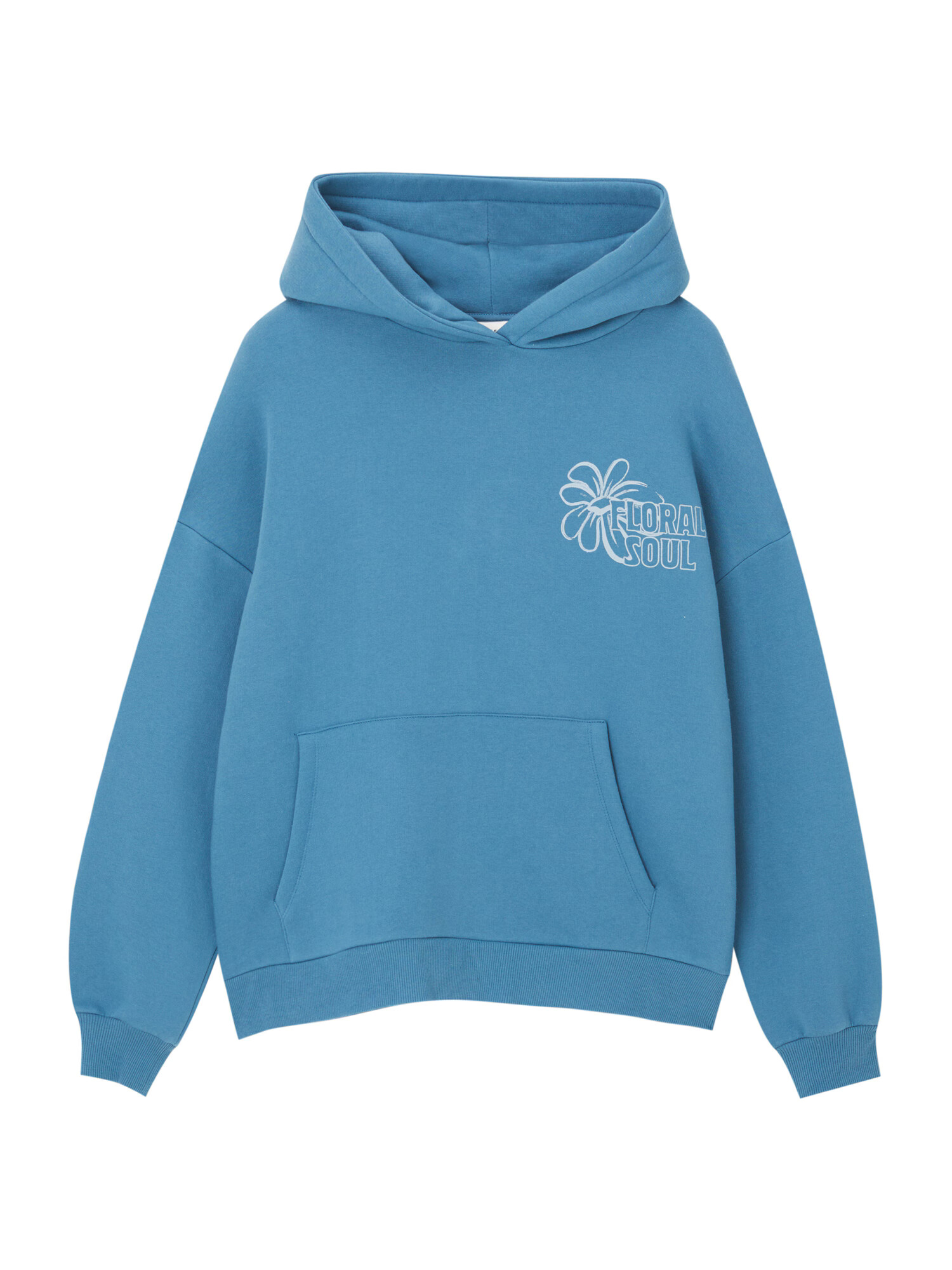 Pull&Bear Bluză de molton cyan / alb - Pled.ro