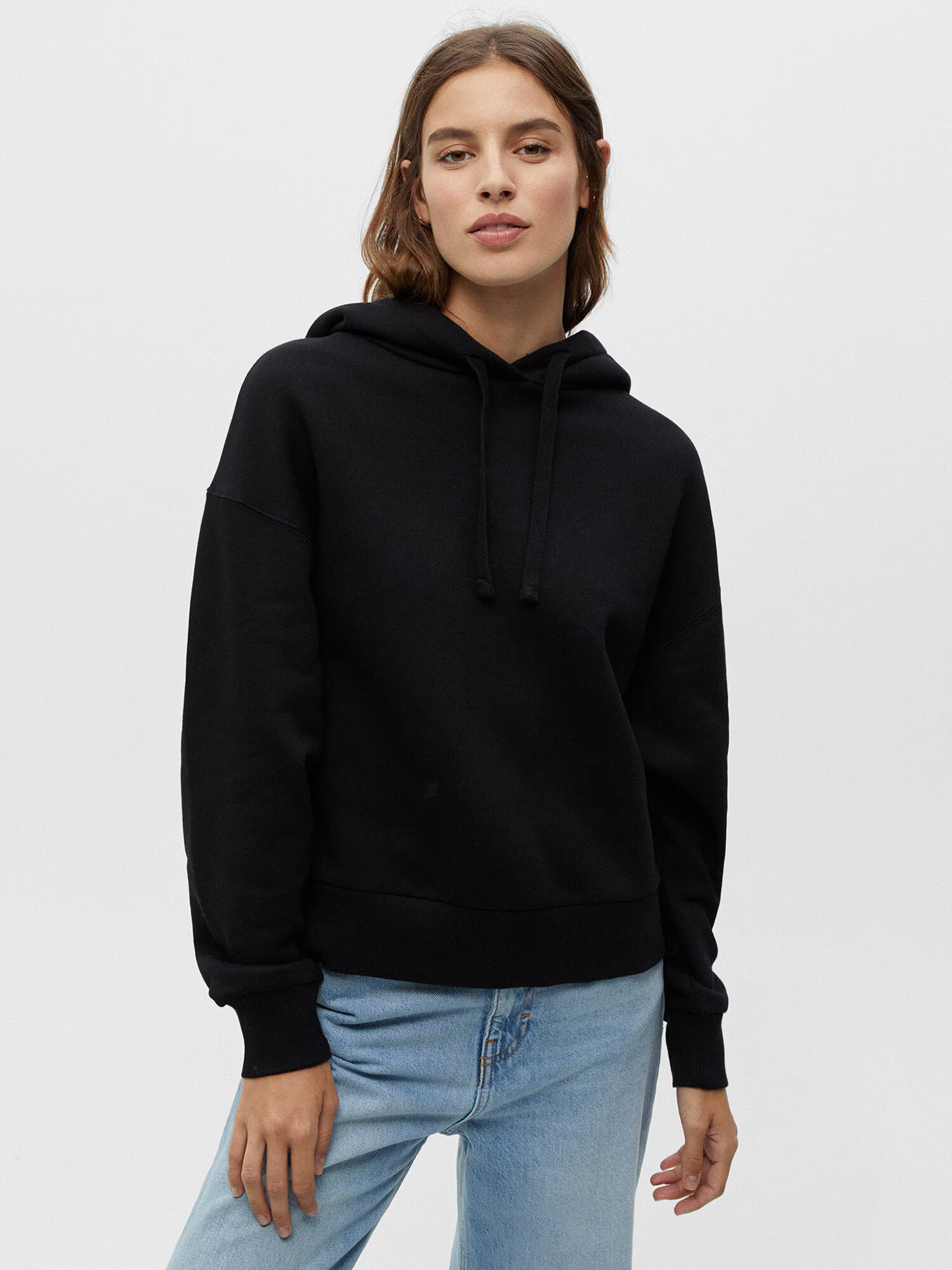 Pull&Bear Bluză de molton negru - Pled.ro