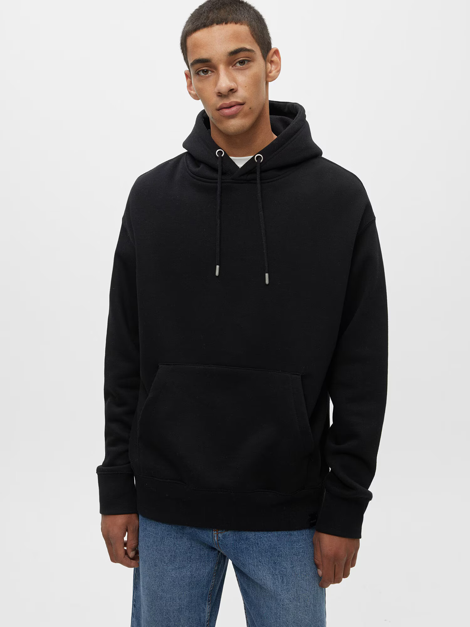 Pull&Bear Bluză de molton negru - Pled.ro