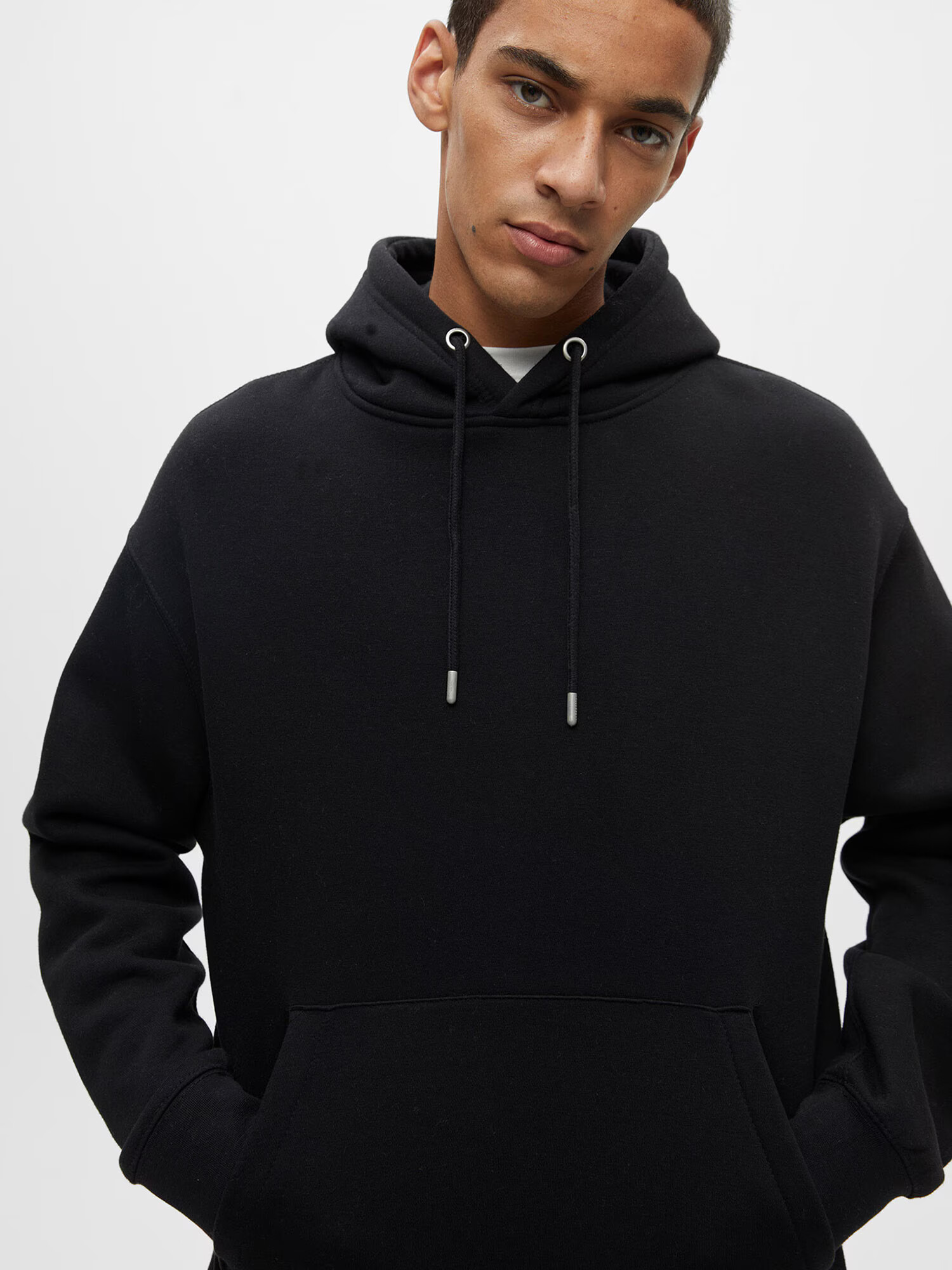 Pull&Bear Bluză de molton negru - Pled.ro