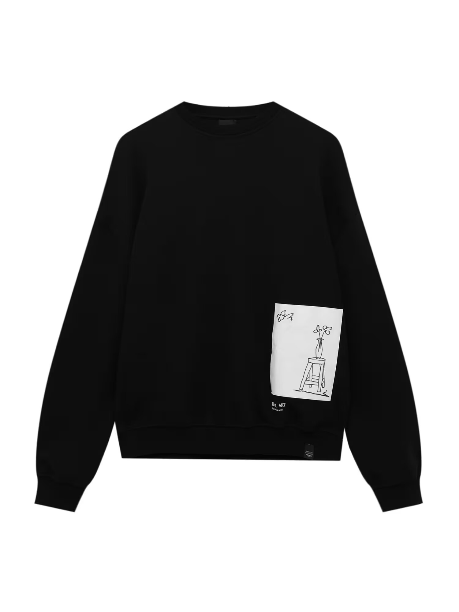 Pull&Bear Bluză de molton negru / alb - Pled.ro