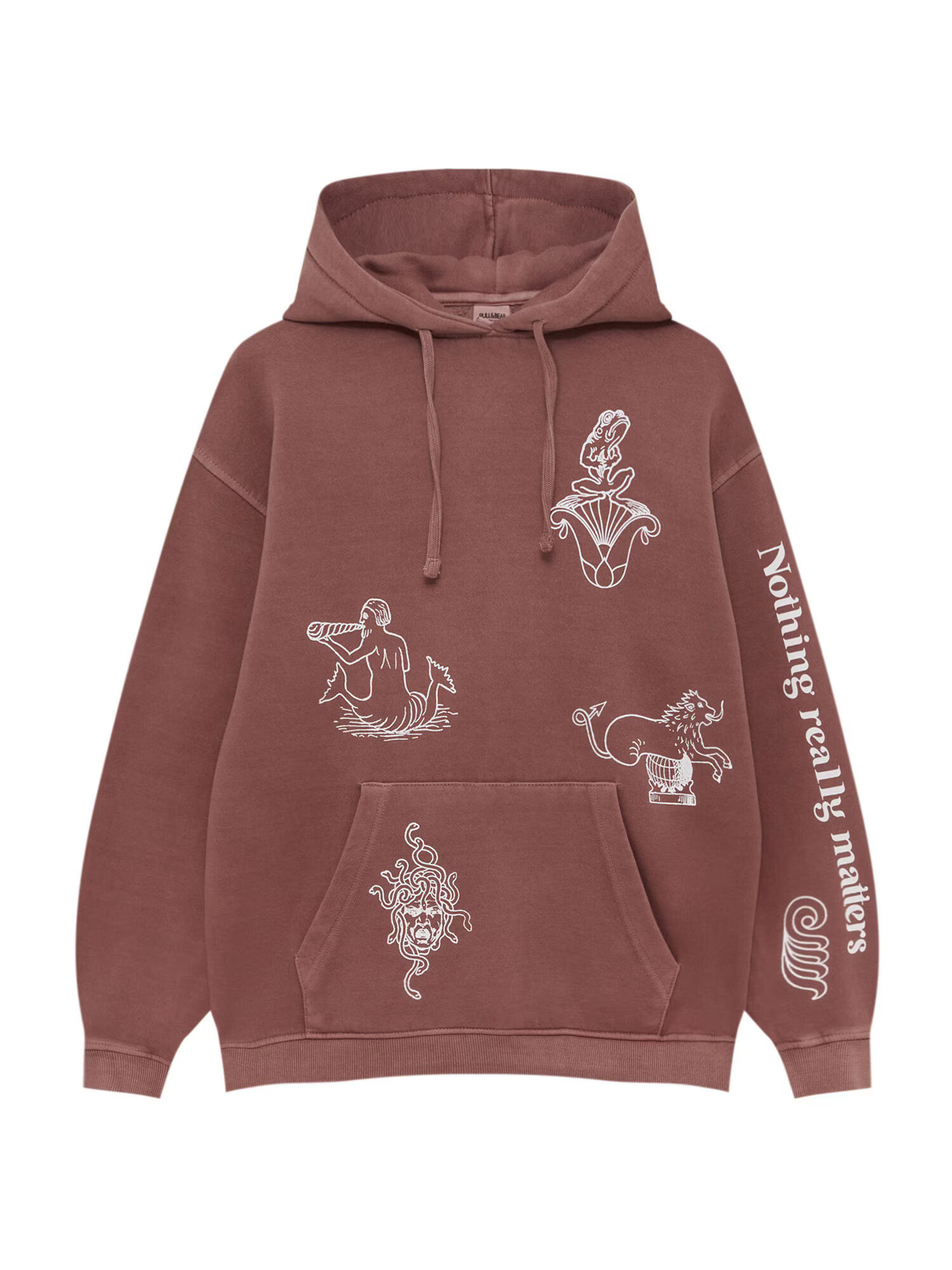 Pull&Bear Bluză de molton mauve / alb - Pled.ro