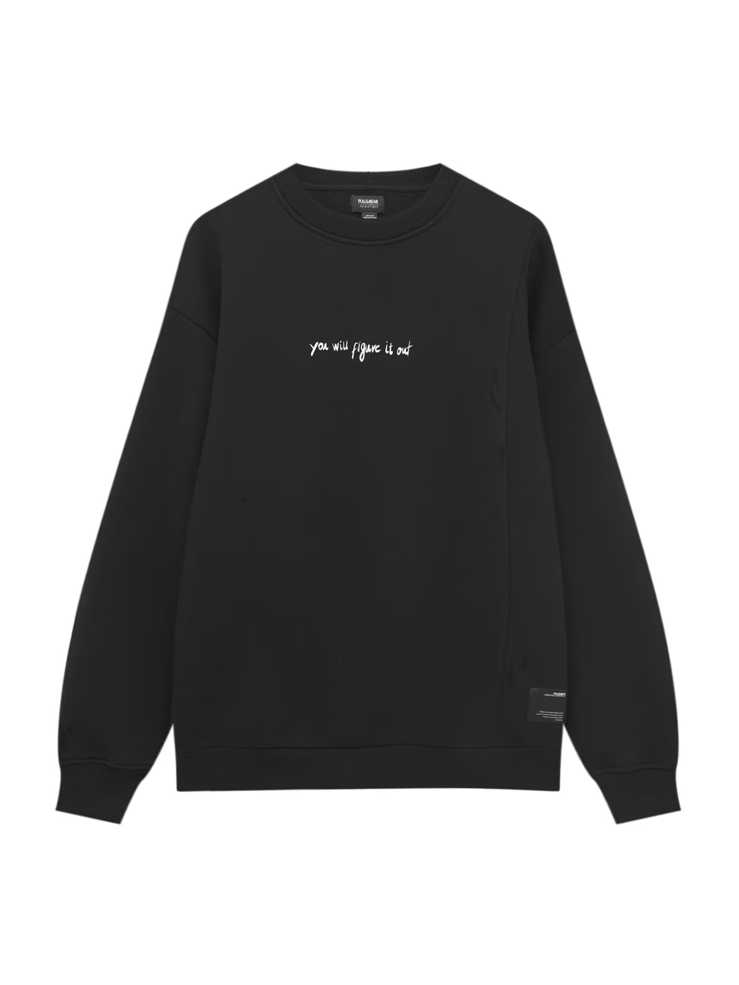 Pull&Bear Bluză de molton negru / alb - Pled.ro