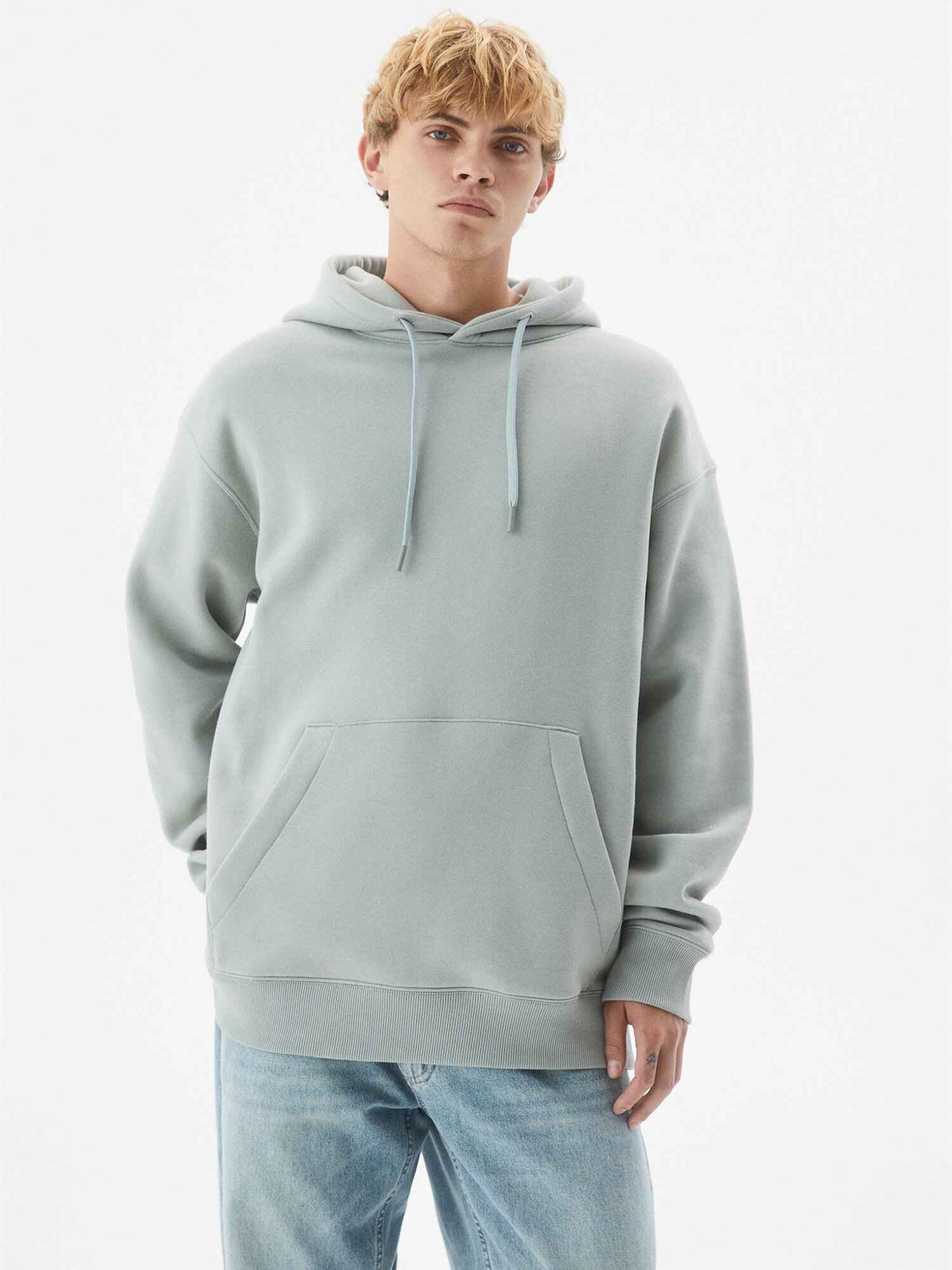 Pull&Bear Bluză de molton verde pastel - Pled.ro