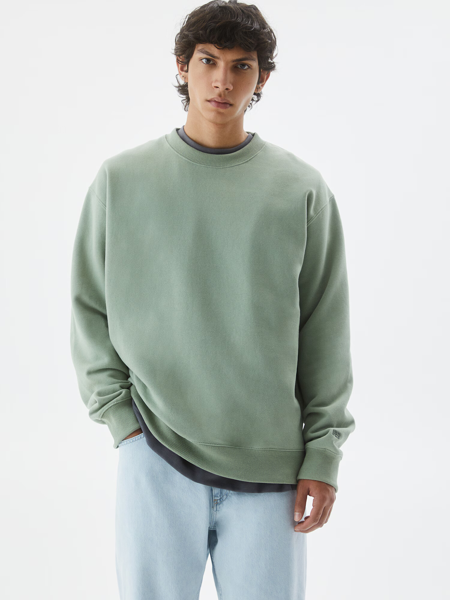 Pull&Bear Bluză de molton verde pastel - Pled.ro