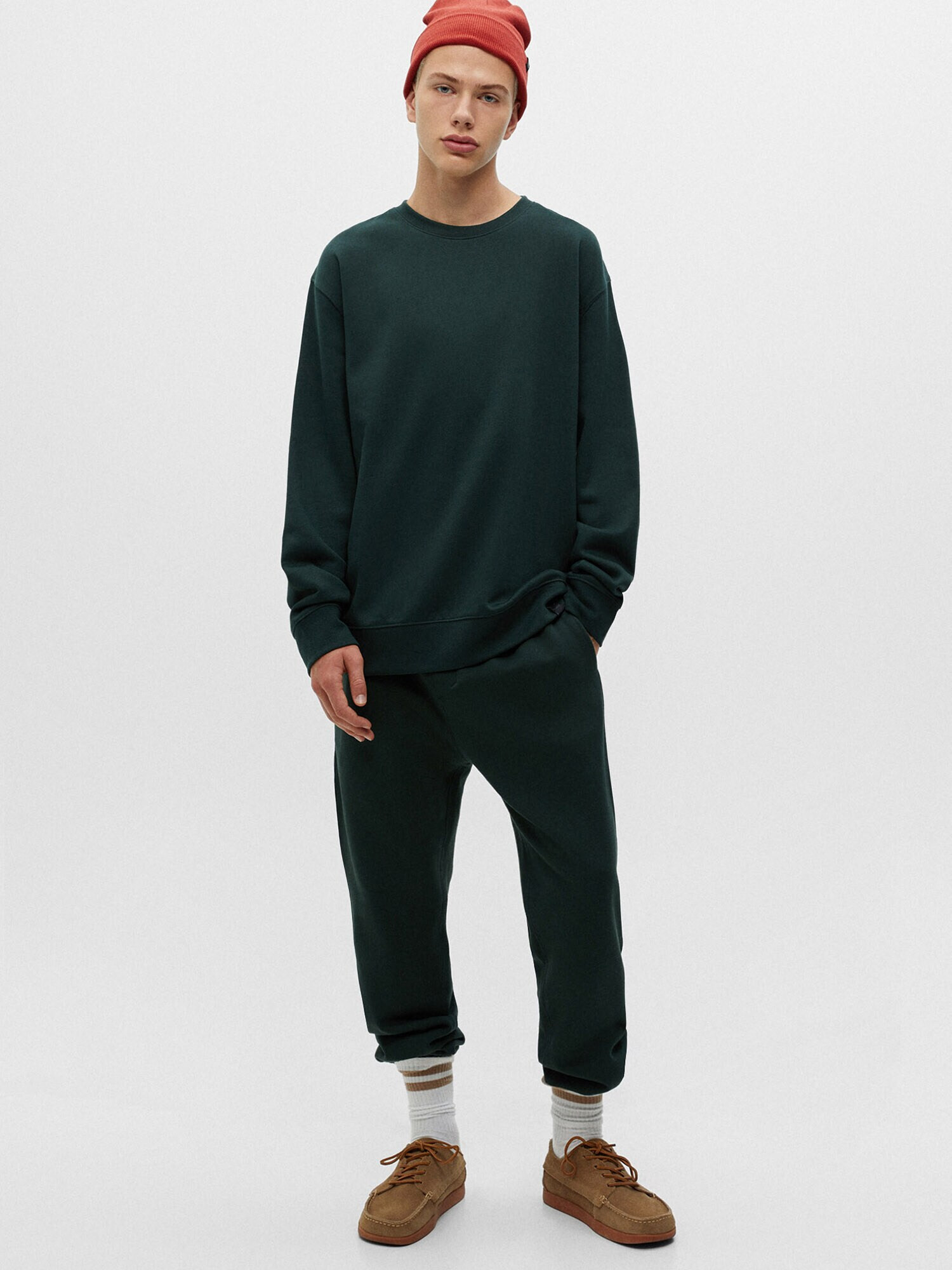 Pull&Bear Bluză de molton verde pin / negru - Pled.ro