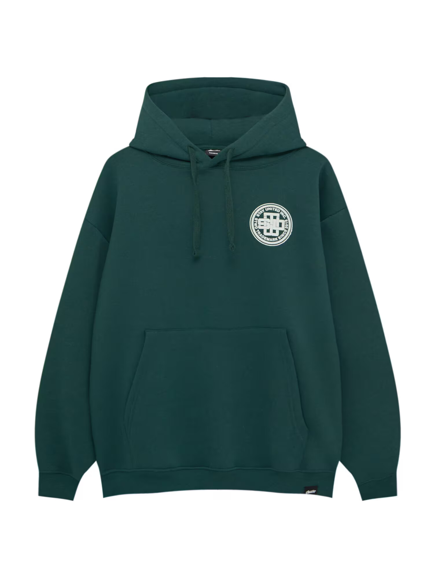 Pull&Bear Bluză de molton verde smarald / alb - Pled.ro