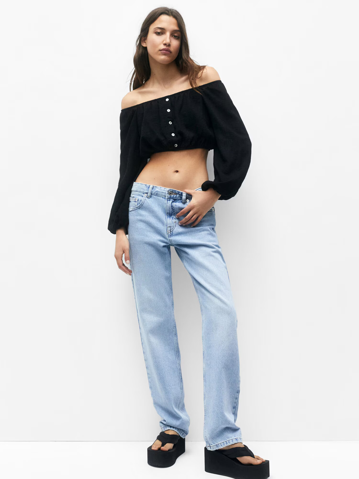 Pull&Bear Bluză negru - Pled.ro